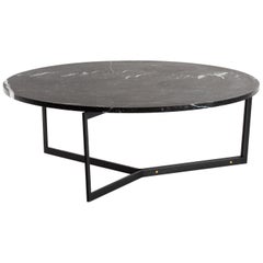 AT14 Round Coffee Table with Blackened Steel Base and Marble Top