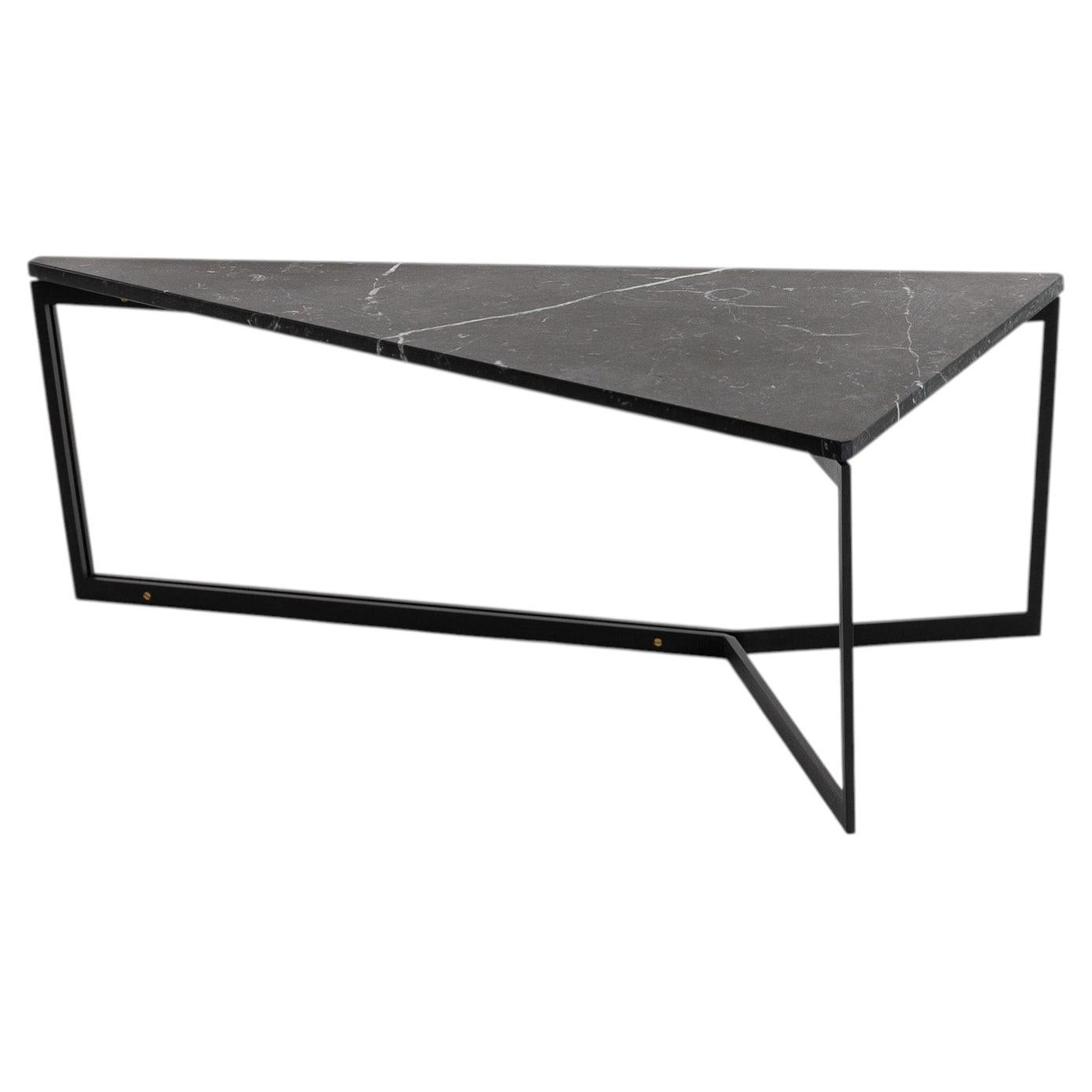 AT14 Triangular Coffee Table in Marble and Blackened Steel by Atlas Industries For Sale