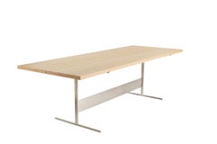 AT15 Dining Table with White Oak Top & Stainless Steel Base by Atlas Industries
