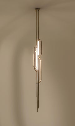 AT624 Hängeleuchte aus satiniertem Messing mit 4 weißen Acryldiffusoren von Daluce