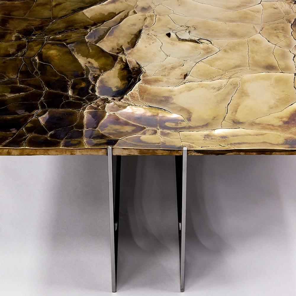 French Rectangular Coffee Table Atacama by Erwan Boulloud  Steel and Bronze France  For Sale