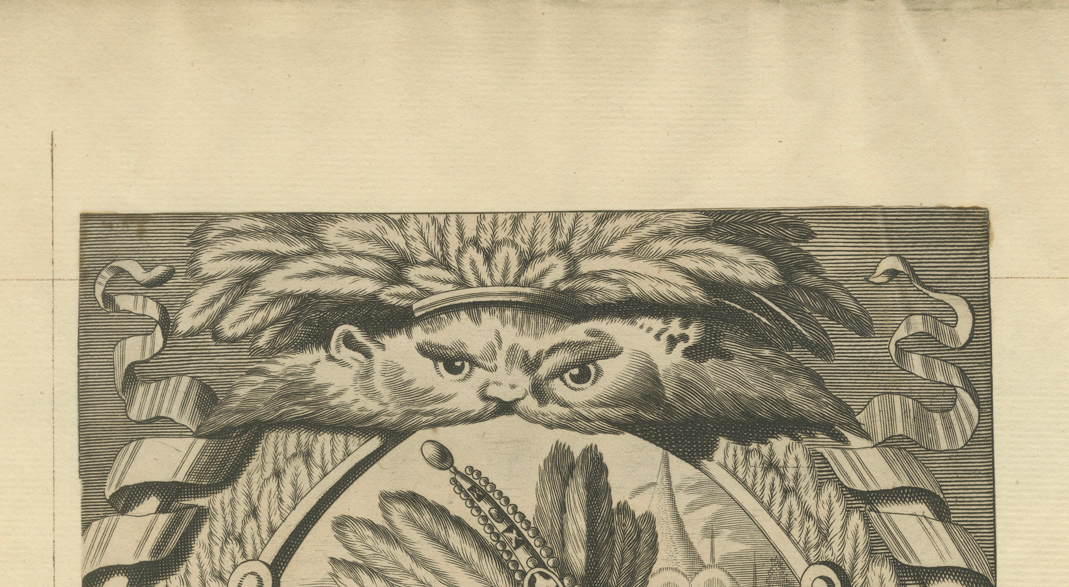 Engraved Atahualpa – Last Inca Emperor of Peru – Baroque Engraving c.1700 For Sale