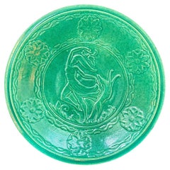 "Atalanta and Hound," Large, Rare Jade-Green Art Deco Wall-Mounted Bowl, Cowan
