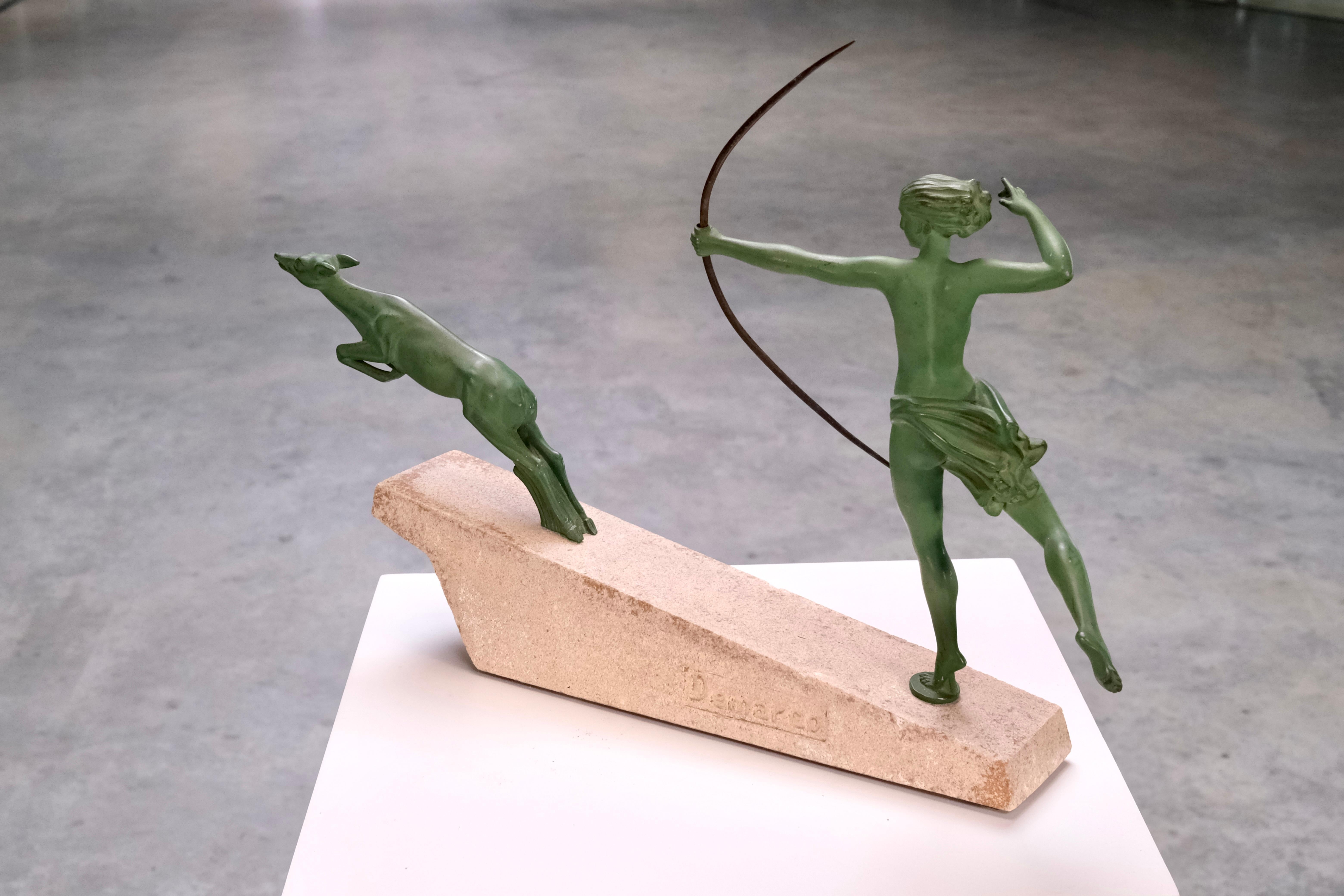 Atalante by Jean de Marco for Max Le Verrier, Art Deco Spelter Sculpture, 1920s For Sale 4