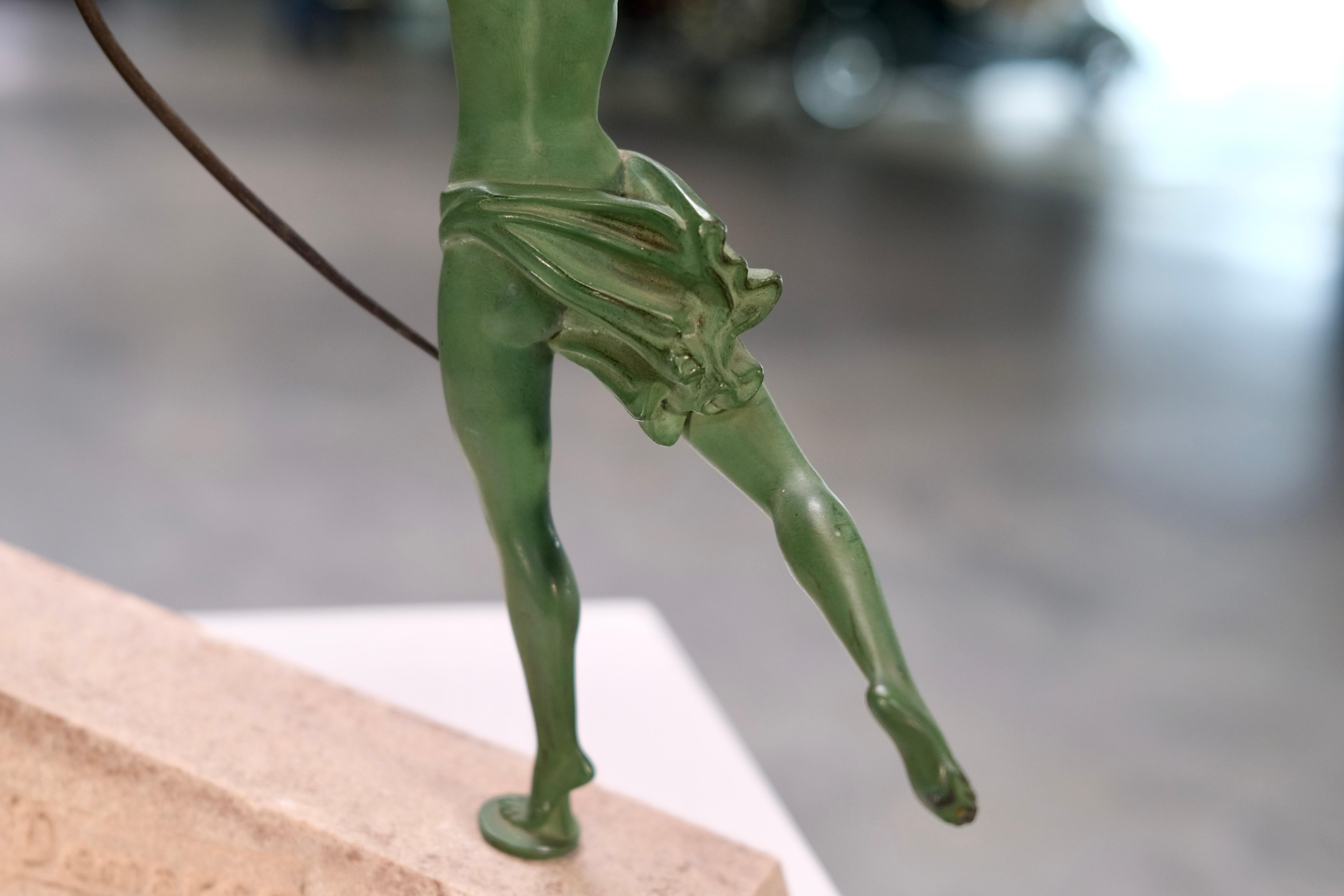 Atalante by Jean de Marco for Max Le Verrier, Art Deco Spelter Sculpture, 1920s For Sale 5