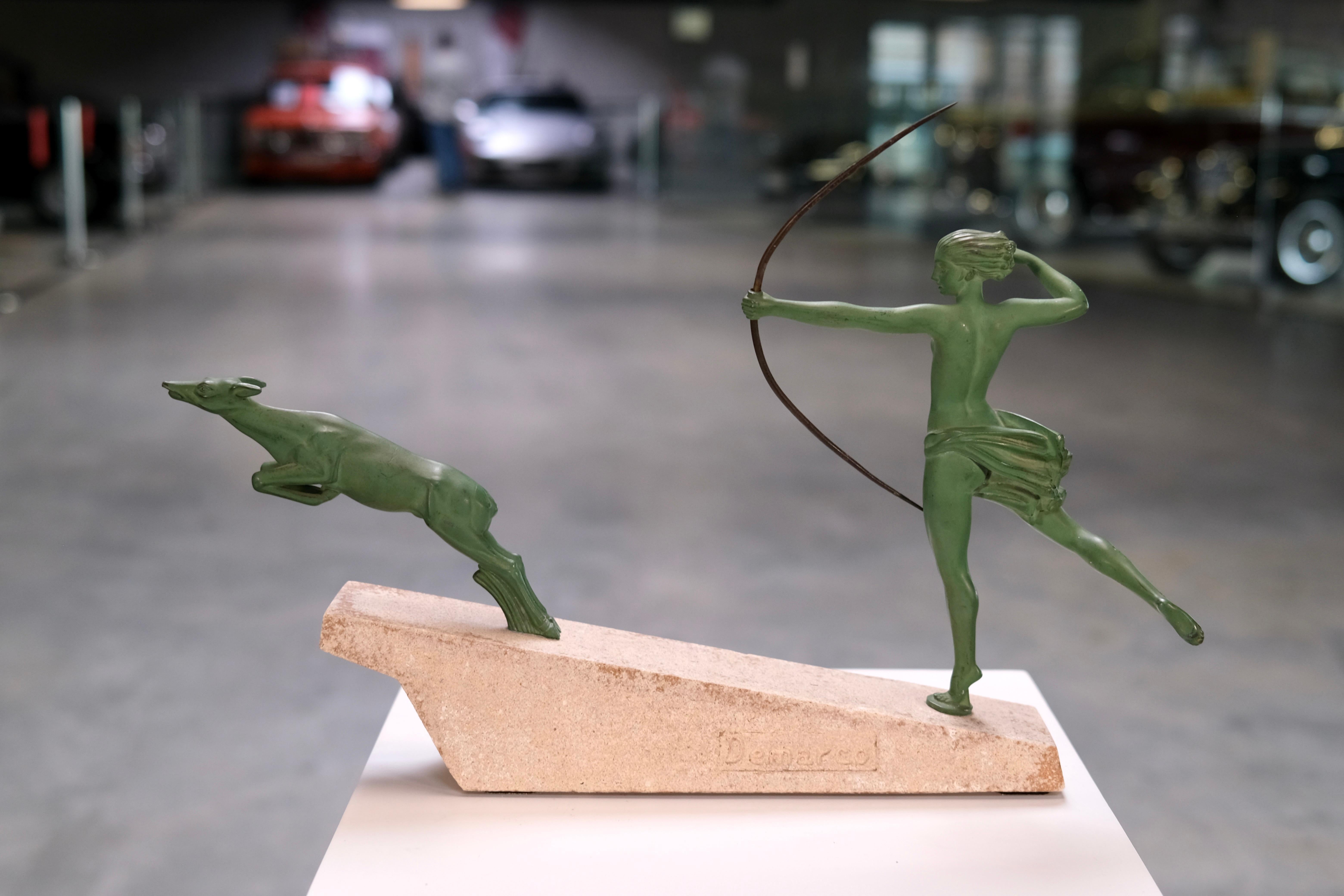 Atalante by Jean de Marco for Max Le Verrier, Art Deco Spelter Sculpture, 1920s For Sale 8