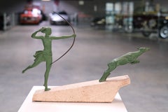 Atalante by Jean de Marco for Max Le Verrier, Art Deco Spelter Sculpture, 1920s