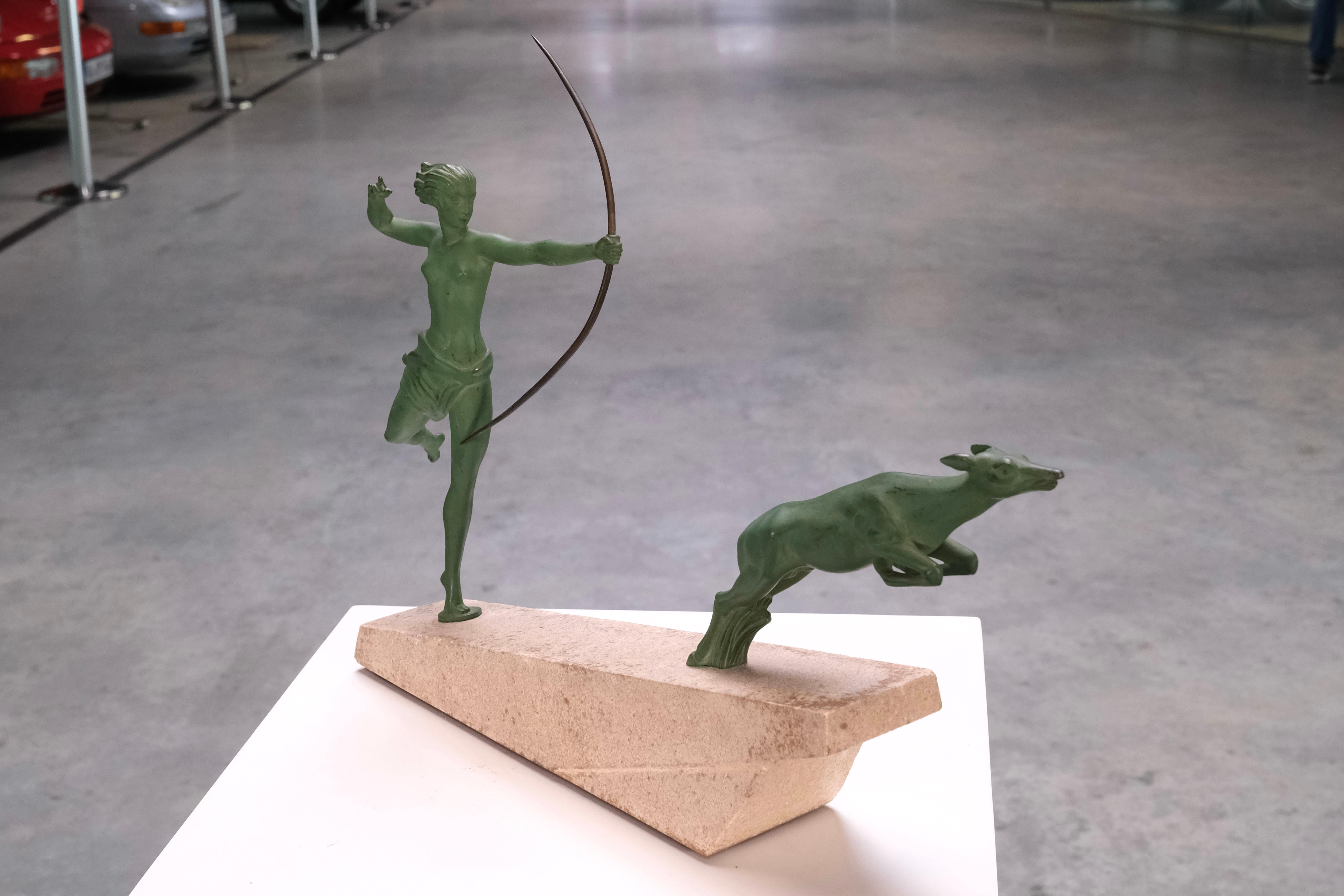 Atalante by Jean de Marco for Max Le Verrier, Art Deco Spelter Sculpture, 1920s For Sale 2