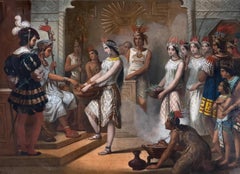 “Ataliba Fait un Sacrifice au Soleil” French Chromolithograph, Lemercier Paris