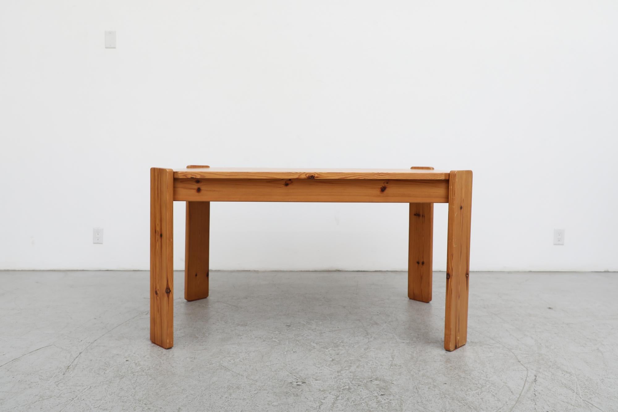 Mid-Century Ate Van Apeldoorn attributed pine wood Dining table with clipped corners and angled slat legs. In original condition with moderate wear and scratching consistent with its age and use. Another similar table is available and listed