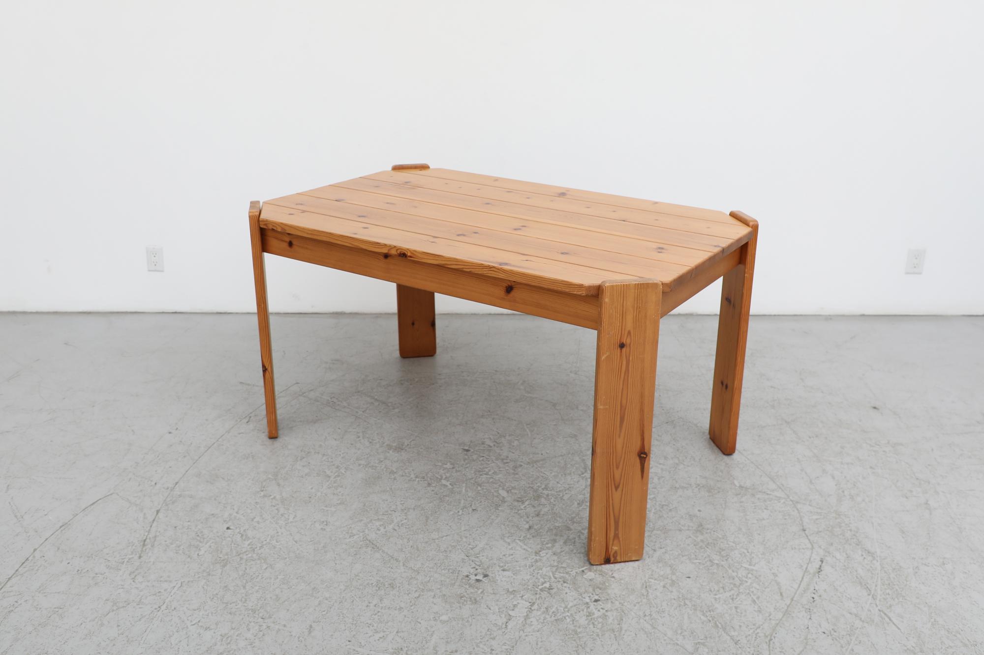 Mid-Century Modern Ate Van Apeldoorn attributed Pine Dining Table with Angled Corners For Sale