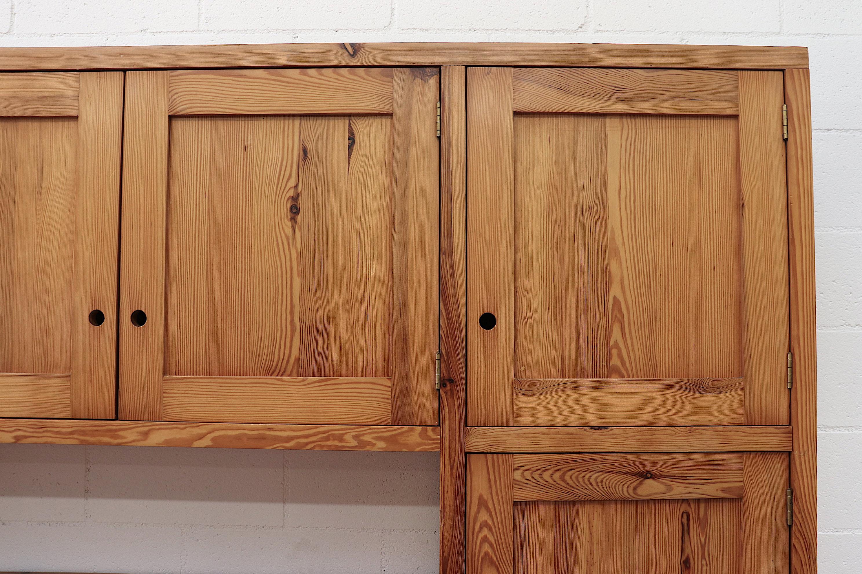 Mid-Century Modern Large Ate Van Apeldoorn Custom Pine Wall Unit with Desk, Cabinets and Drawers For Sale