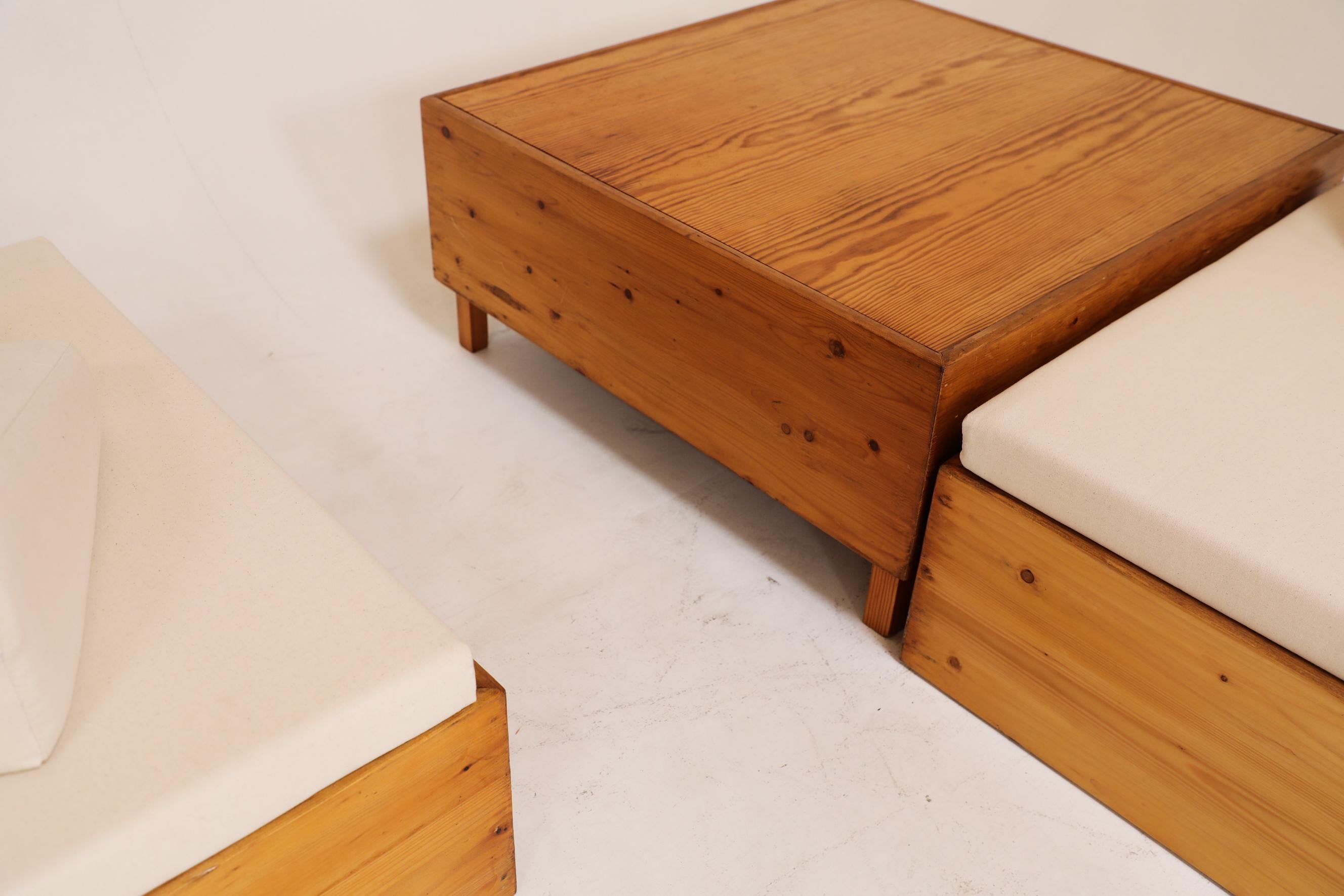 Ate Van Apeldoorn inspiriertes Kiefernholz-Sofa-Set mit neuen Sitzmöbeln aus Segeltuch 8