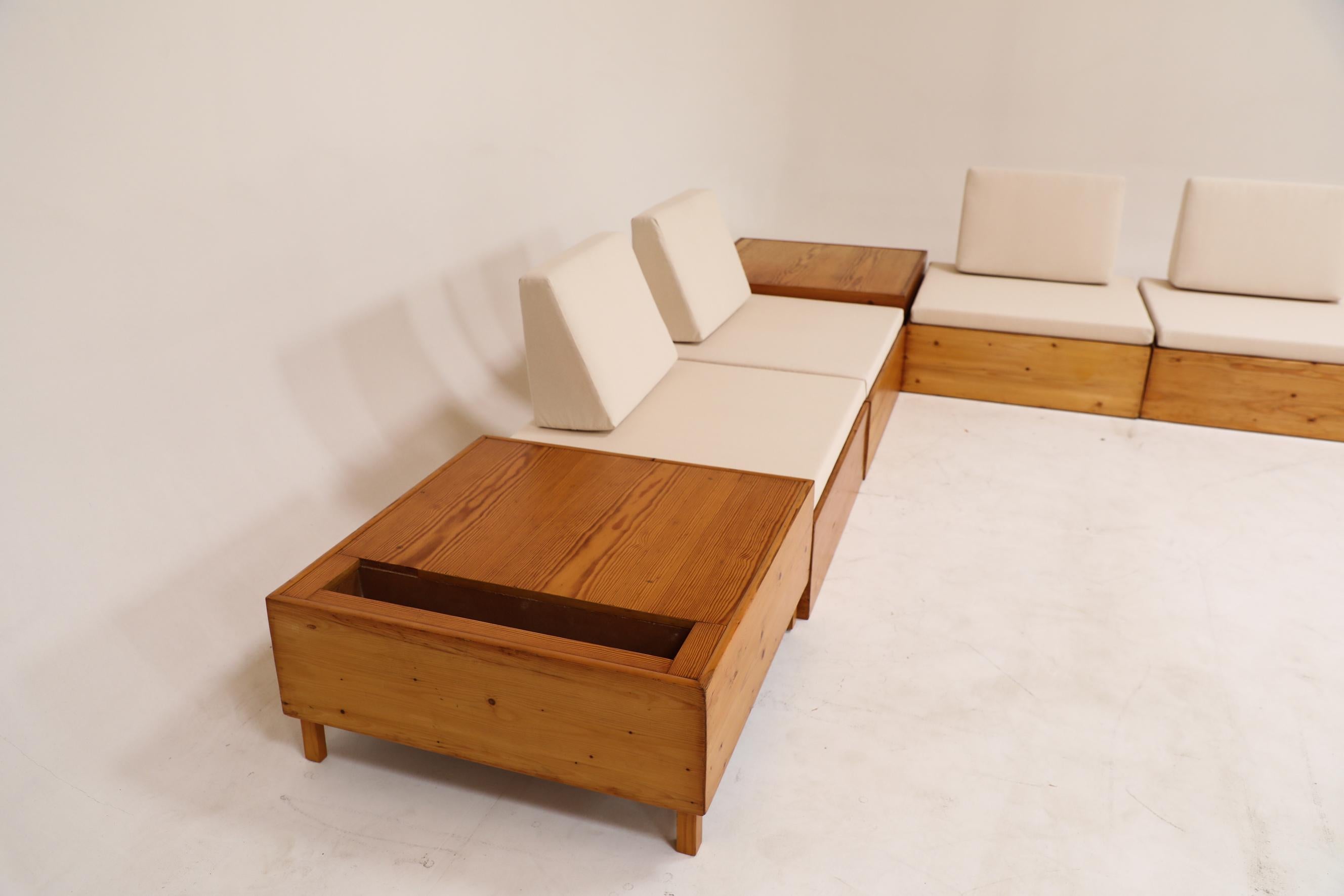 Ate Van Apeldoorn inspiriertes Kiefernholz-Sofa-Set mit neuen Sitzmöbeln aus Segeltuch 1