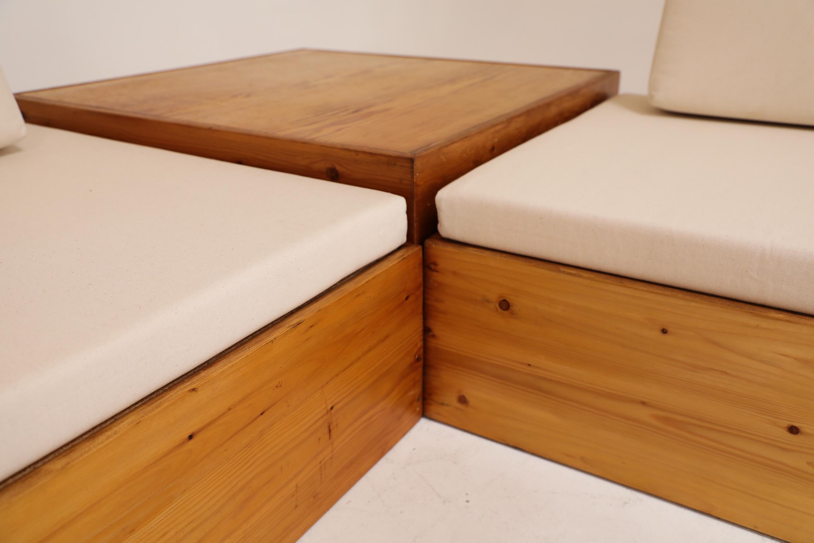 Ate Van Apeldoorn inspiriertes Kiefernholz-Sofa-Set mit neuen Sitzmöbeln aus Segeltuch 2