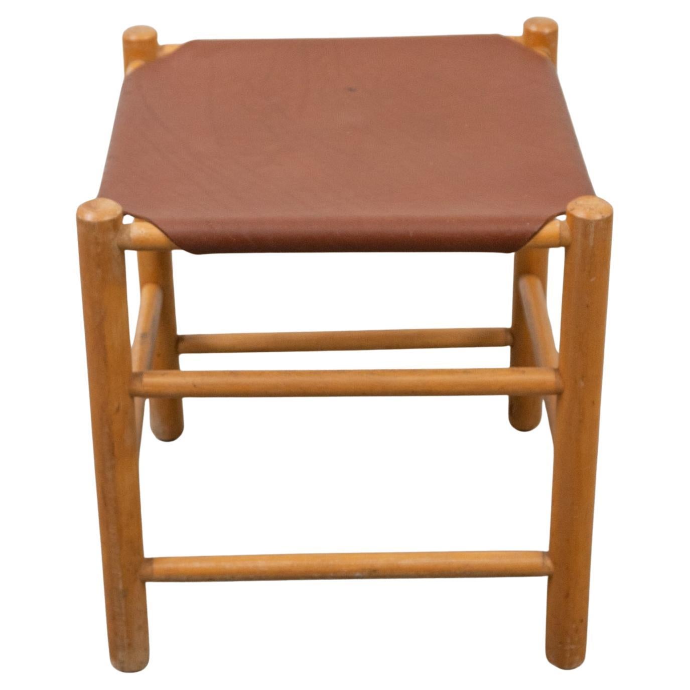 Ate Van Apeldoorn Leather Sling Safari Stool, 1960s