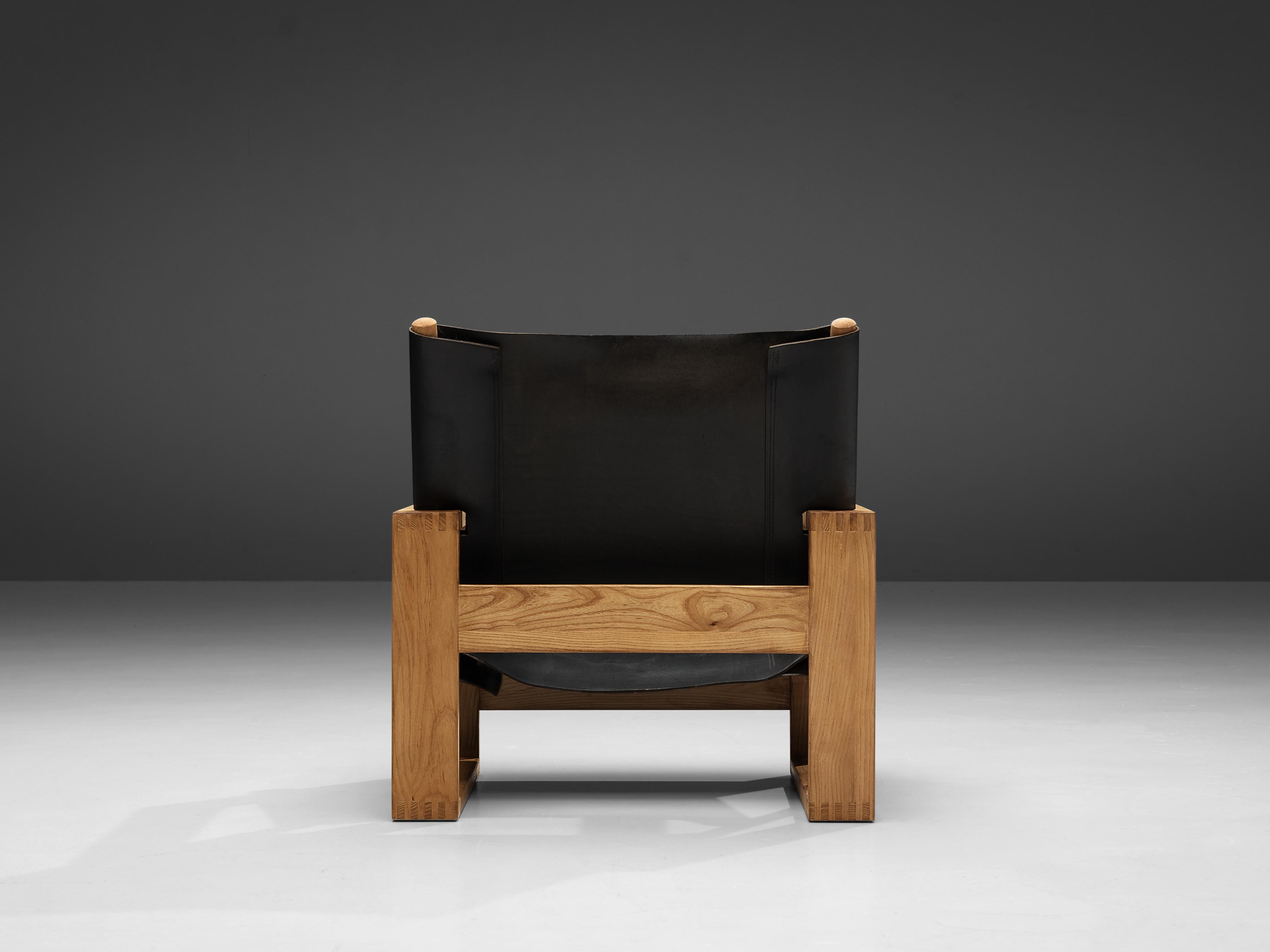 Ate van Apeldoorn Lounge Chair in Ash and Black Leather 1
