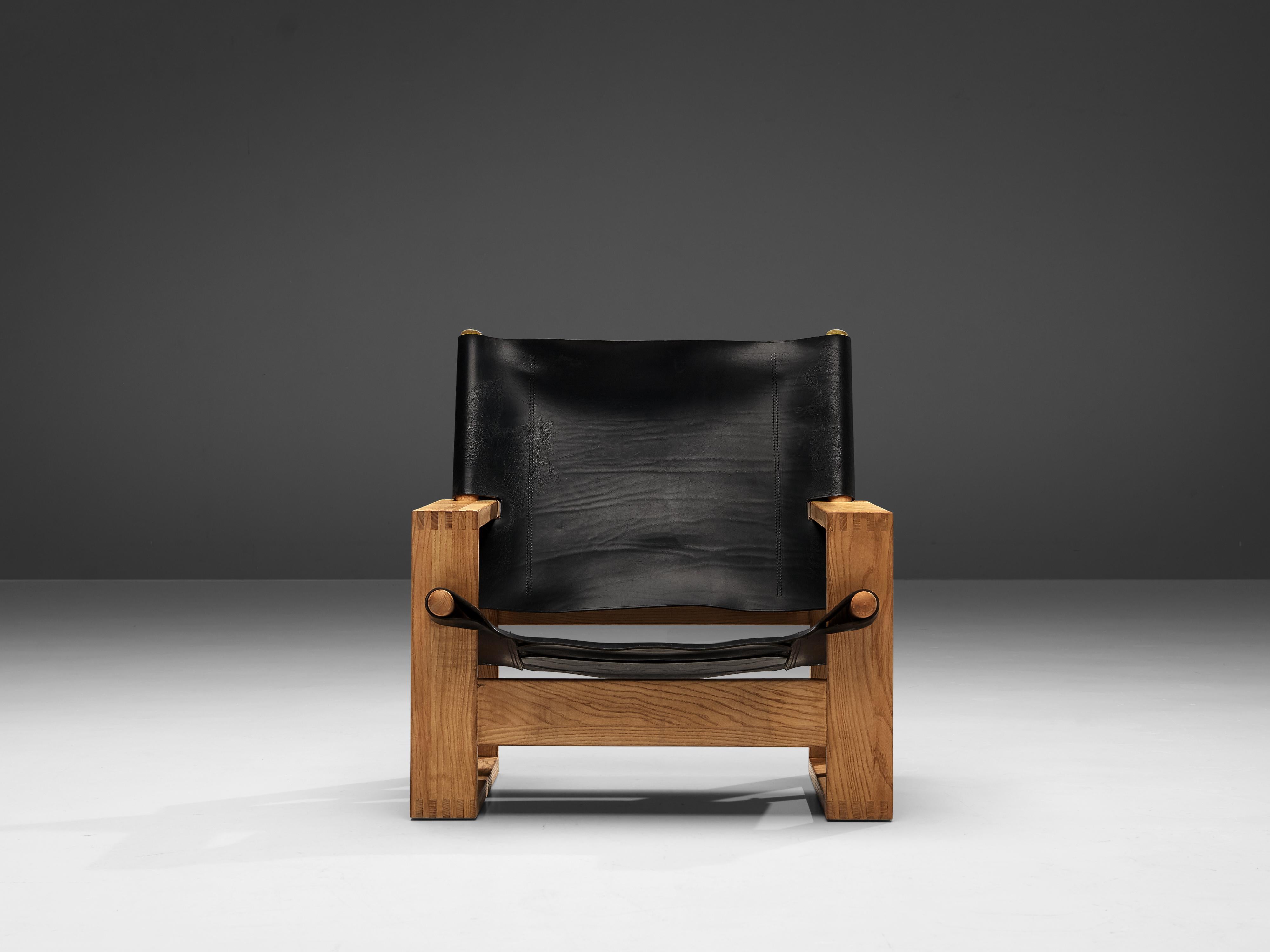 Mid-Century Modern Ate van Apeldoorn Lounge Chair in Ash and Black Leather