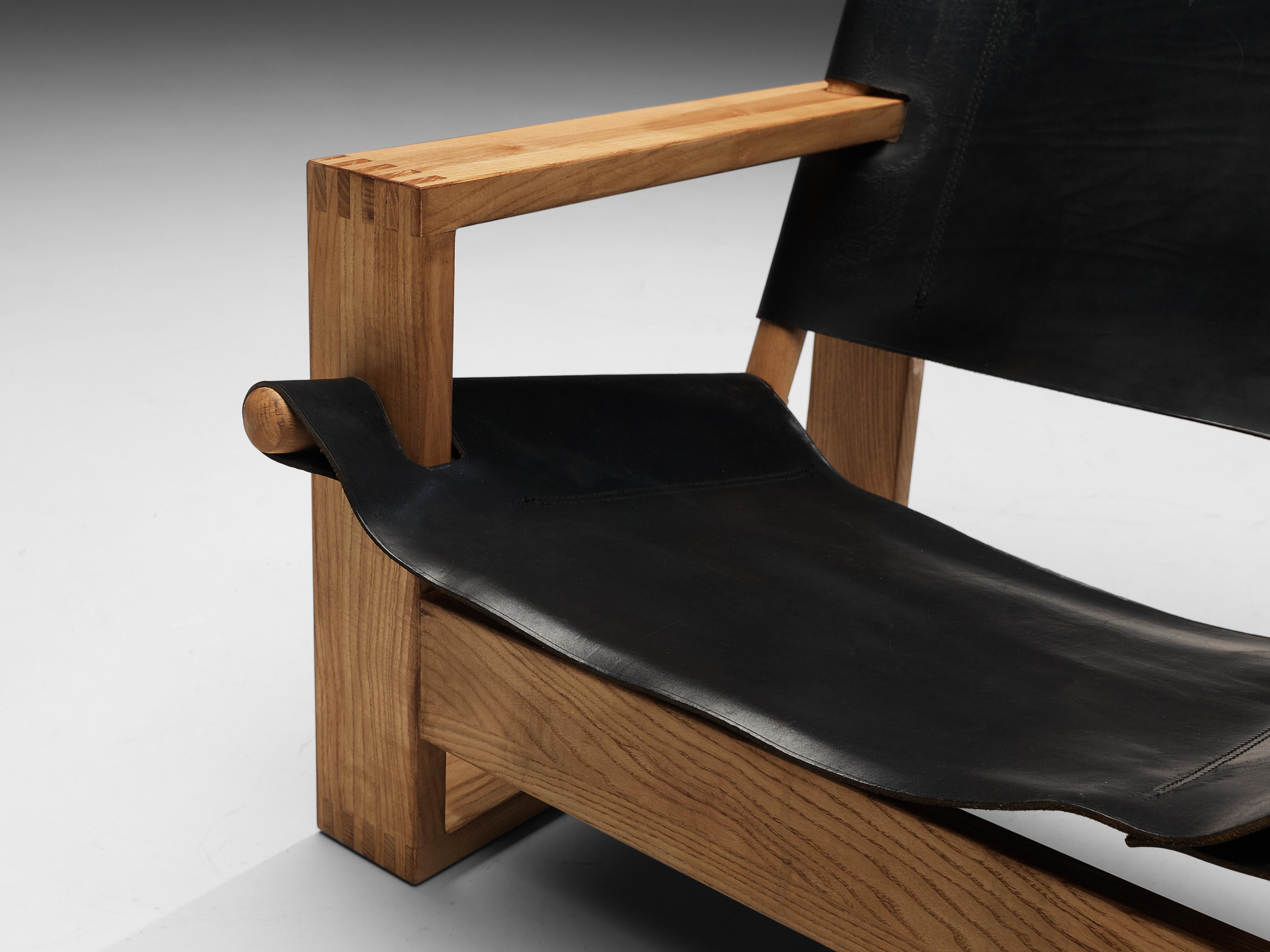 Dutch Ate van Apeldoorn Lounge Chair in Ash and Black Leather