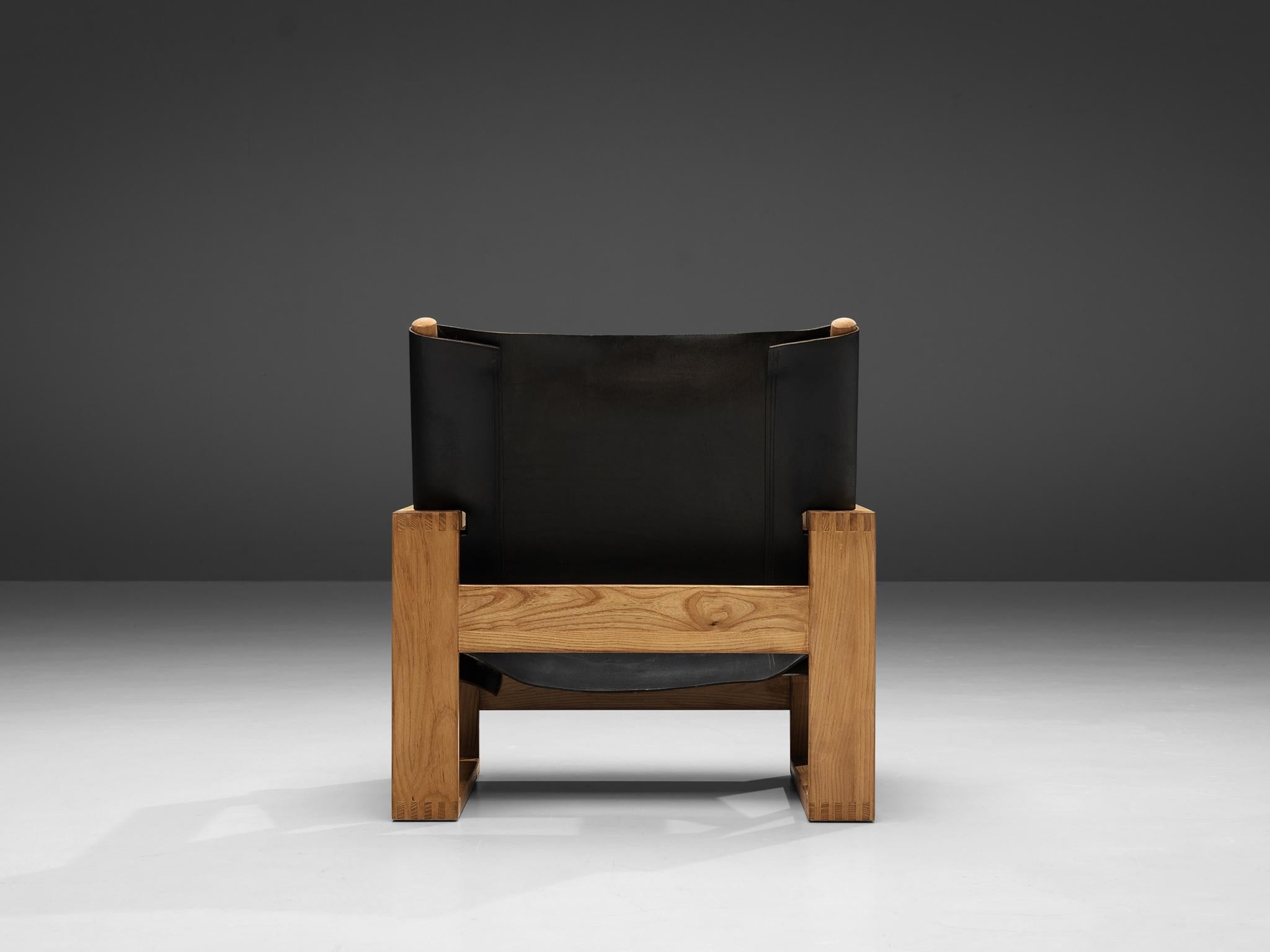 Ate van Apeldoorn Lounge Chairs in Ash and Black Leather  4