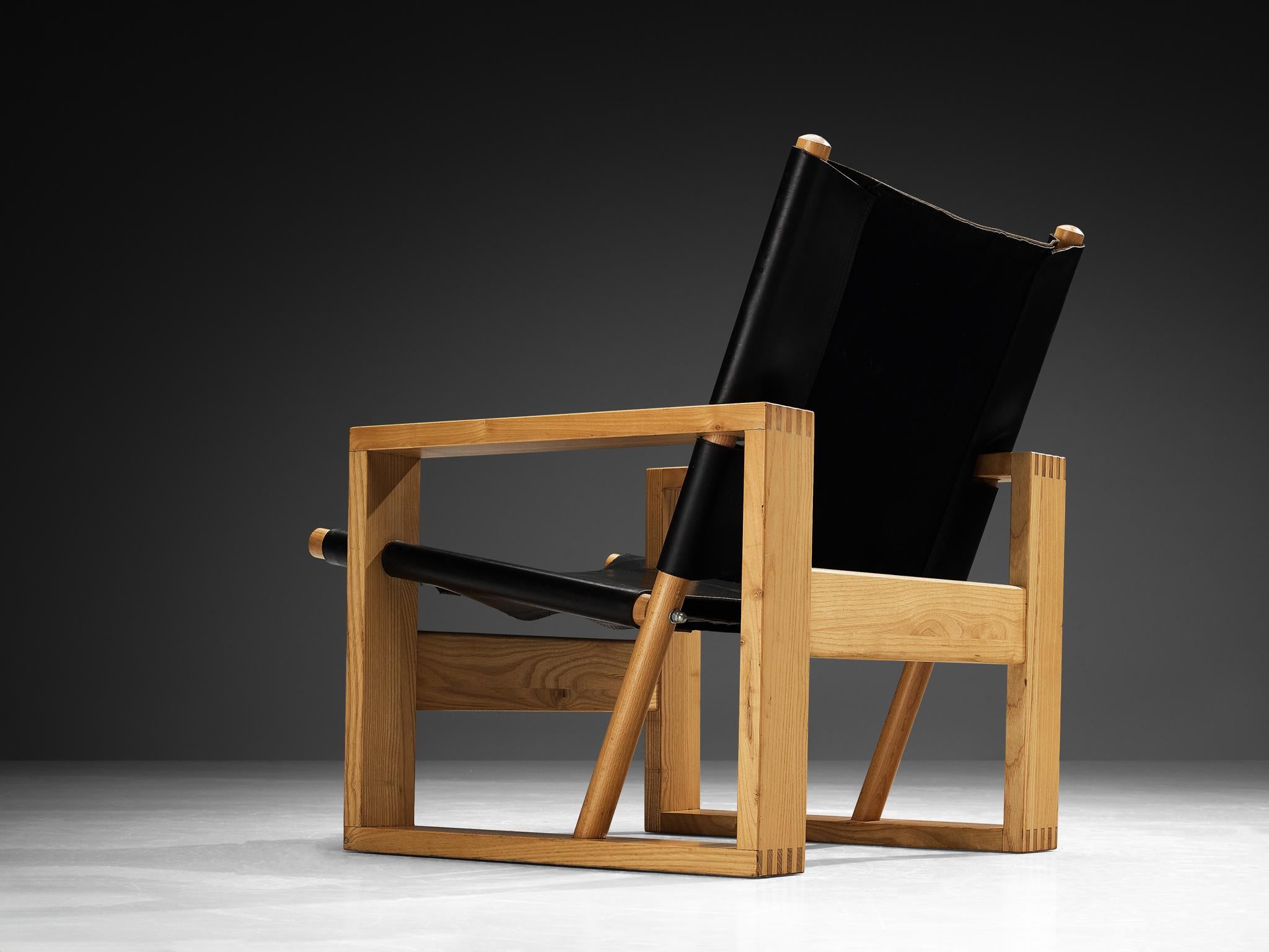 Ate van Apeldoorn Lounge Chairs in Ash and Black Leather For Sale 5