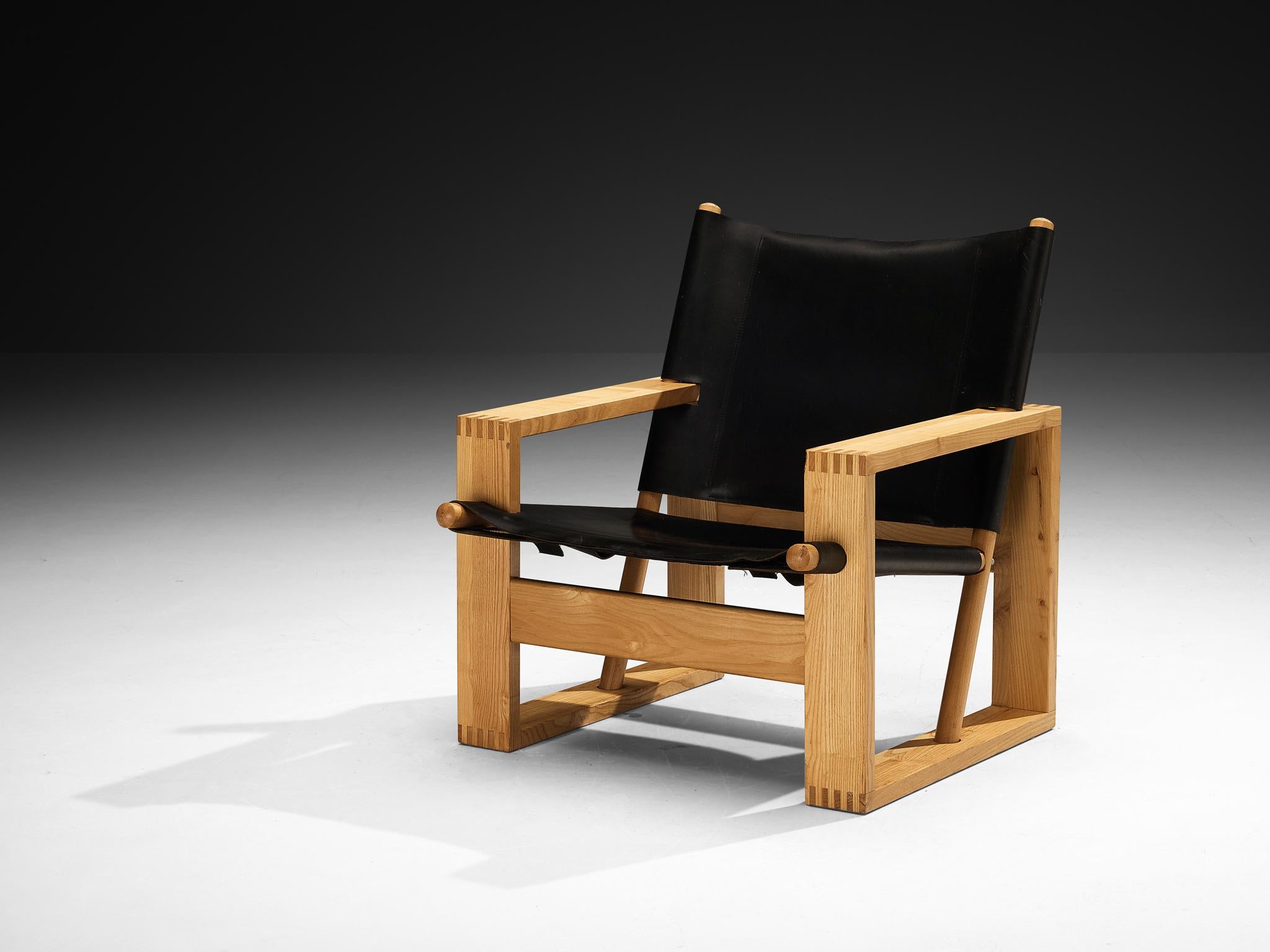 Ate van Apeldoorn Lounge Chairs in Ash and Black Leather For Sale 2
