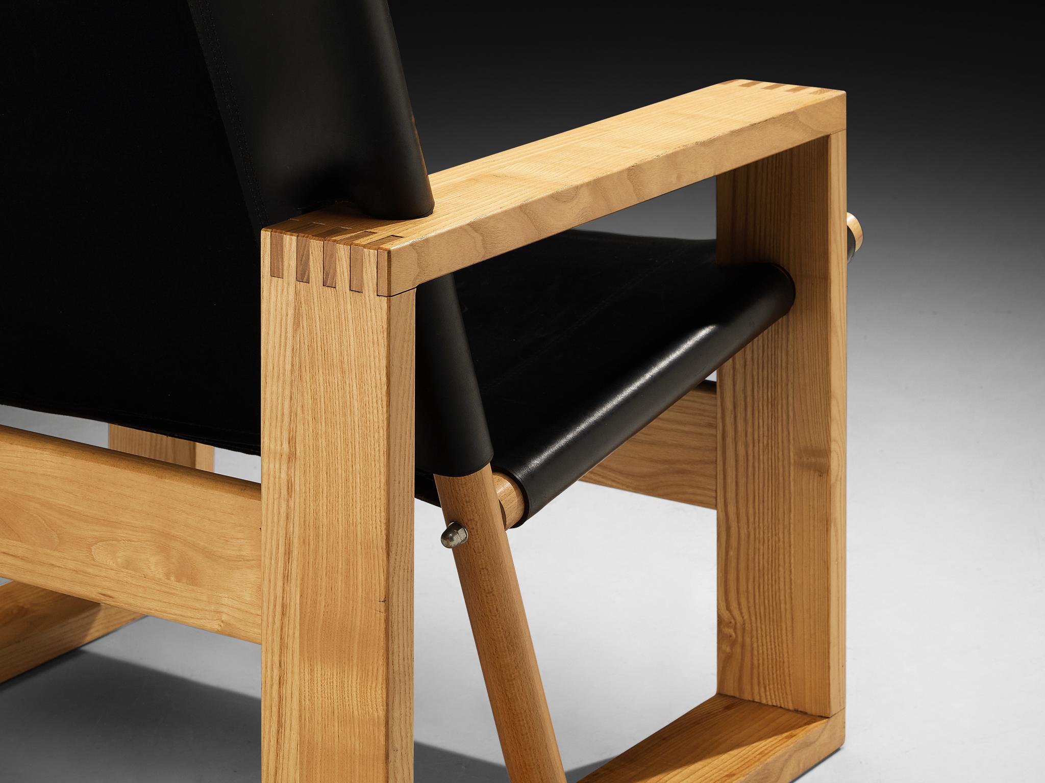 Ate van Apeldoorn Lounge Chairs in Ash and Black Leather For Sale 3