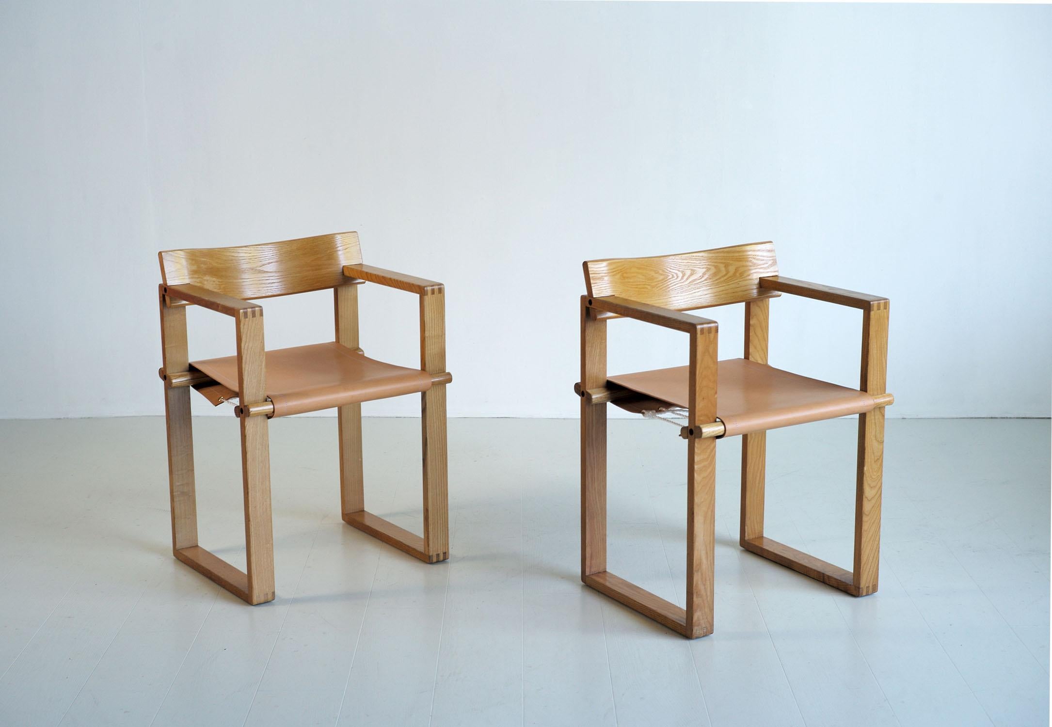 Ate Van Apeldoorn, Pair of Armchairs in ash and leather, 1970 For Sale 2