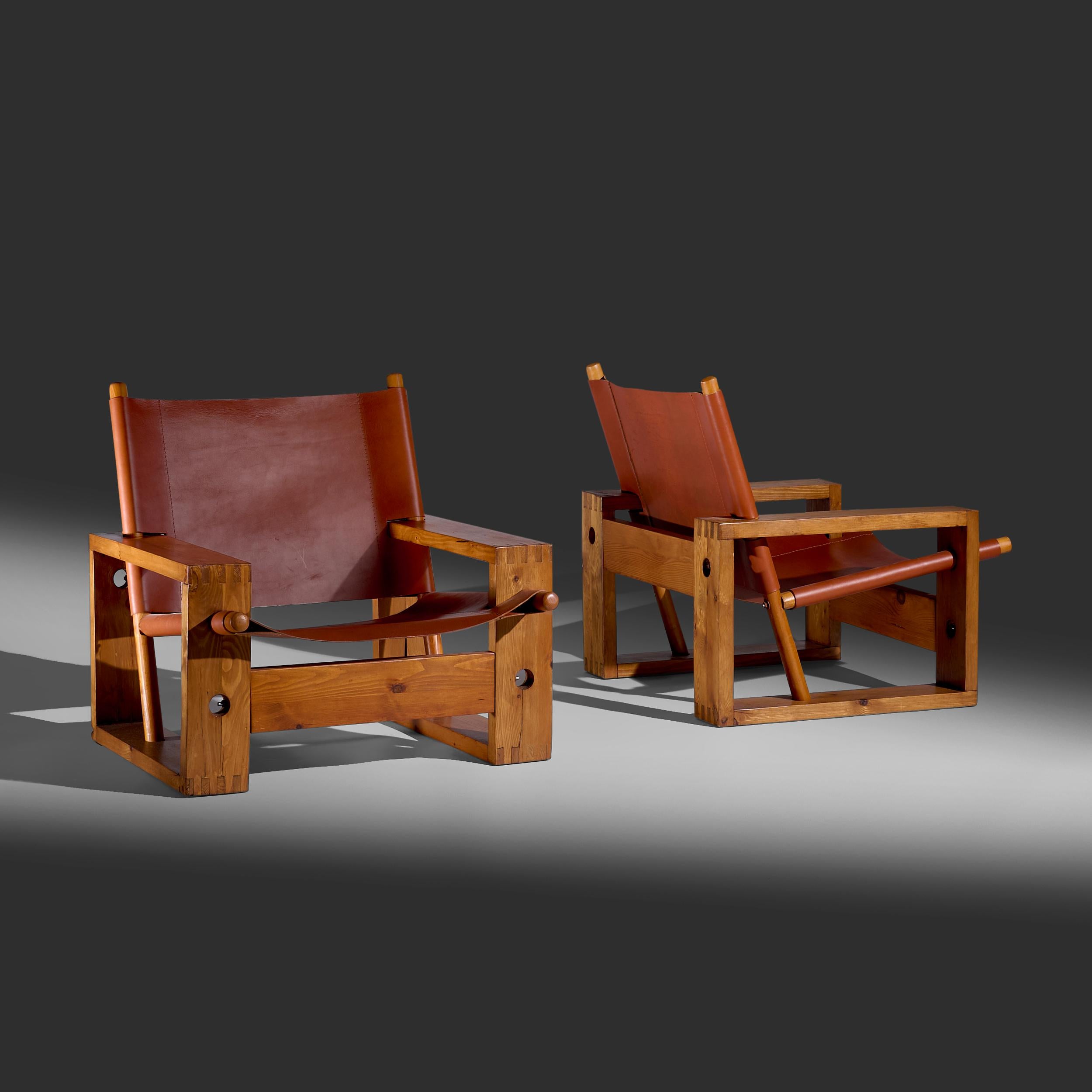 Mid-Century Modern Ate Van Apeldoorn Paire de chaises longues pour Houtwerk Hattem, Pays-Bas années 1960 en vente