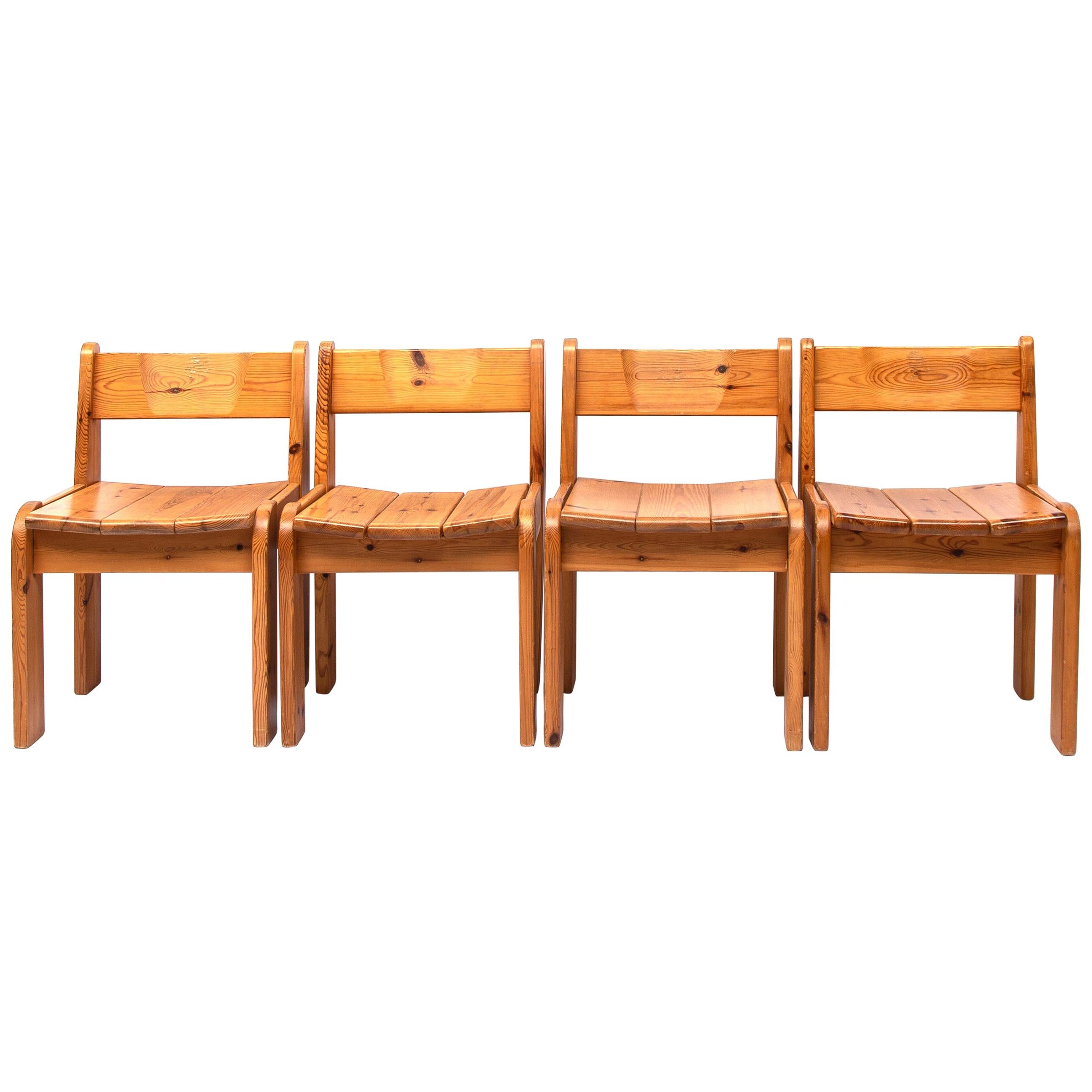 Pine Dining Chairs by Ate van Apeldoorn, 1970s