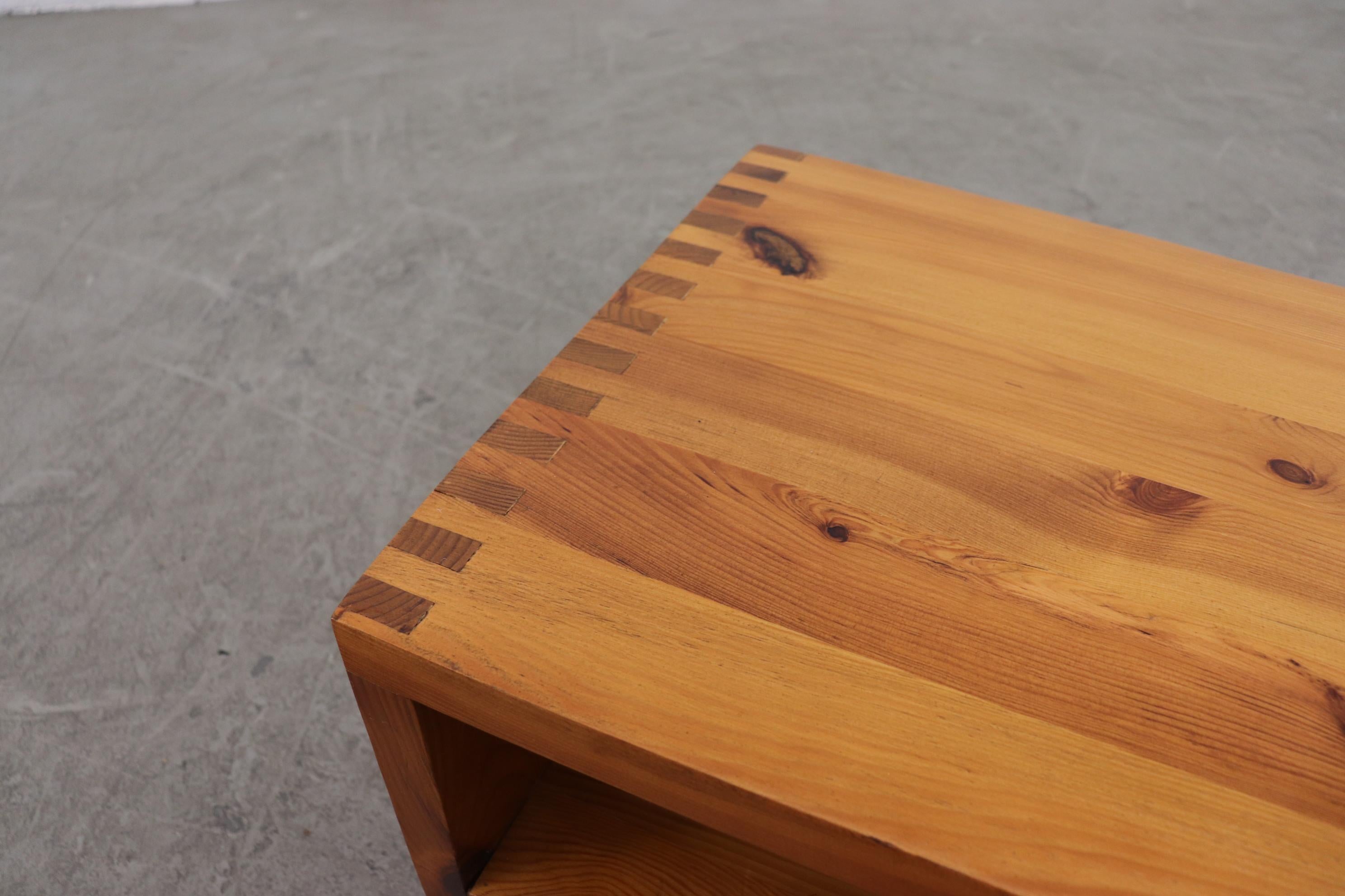 Ate van Apeldoorn Pine Side Table with Lower Shelf In Good Condition In Los Angeles, CA