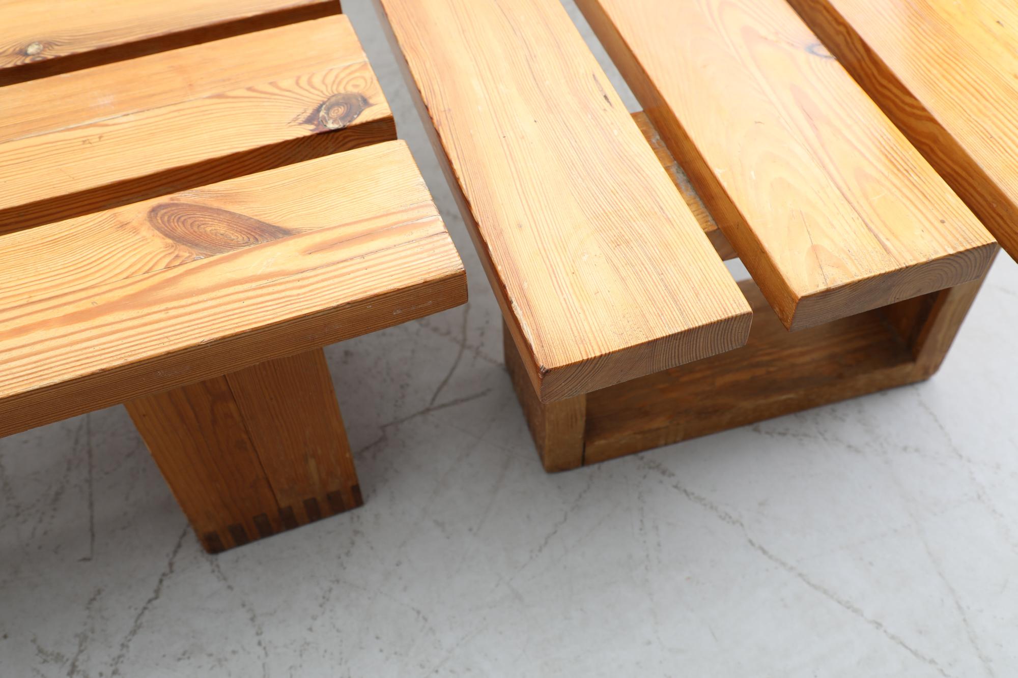 Ate van Apeldoorn Heavy Pine Slat Benches w/ Square Legs & Box Joints For Sale 4