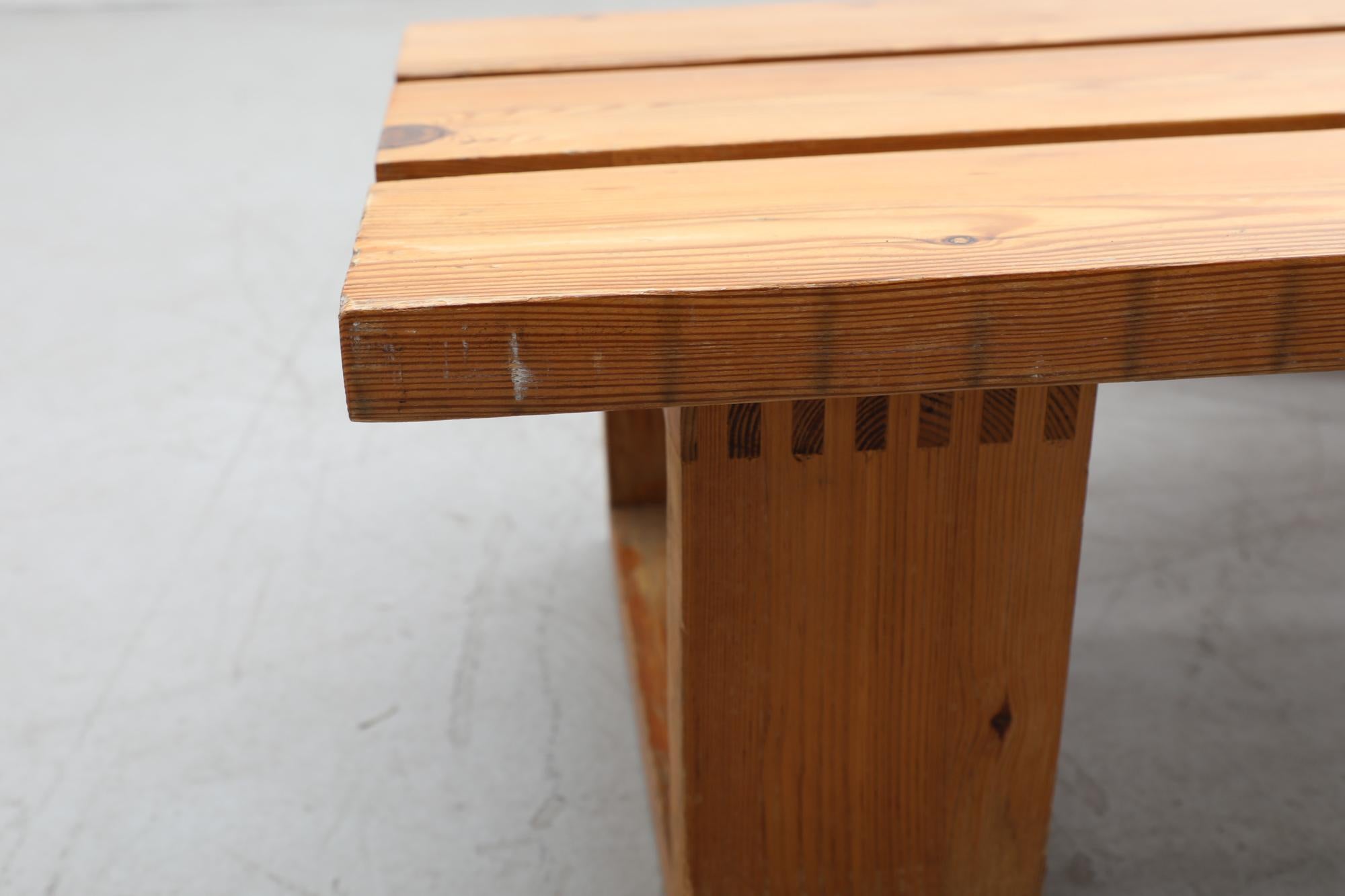 Ate van Apeldoorn Heavy Pine Slat Benches w/ Square Legs & Box Joints For Sale 7