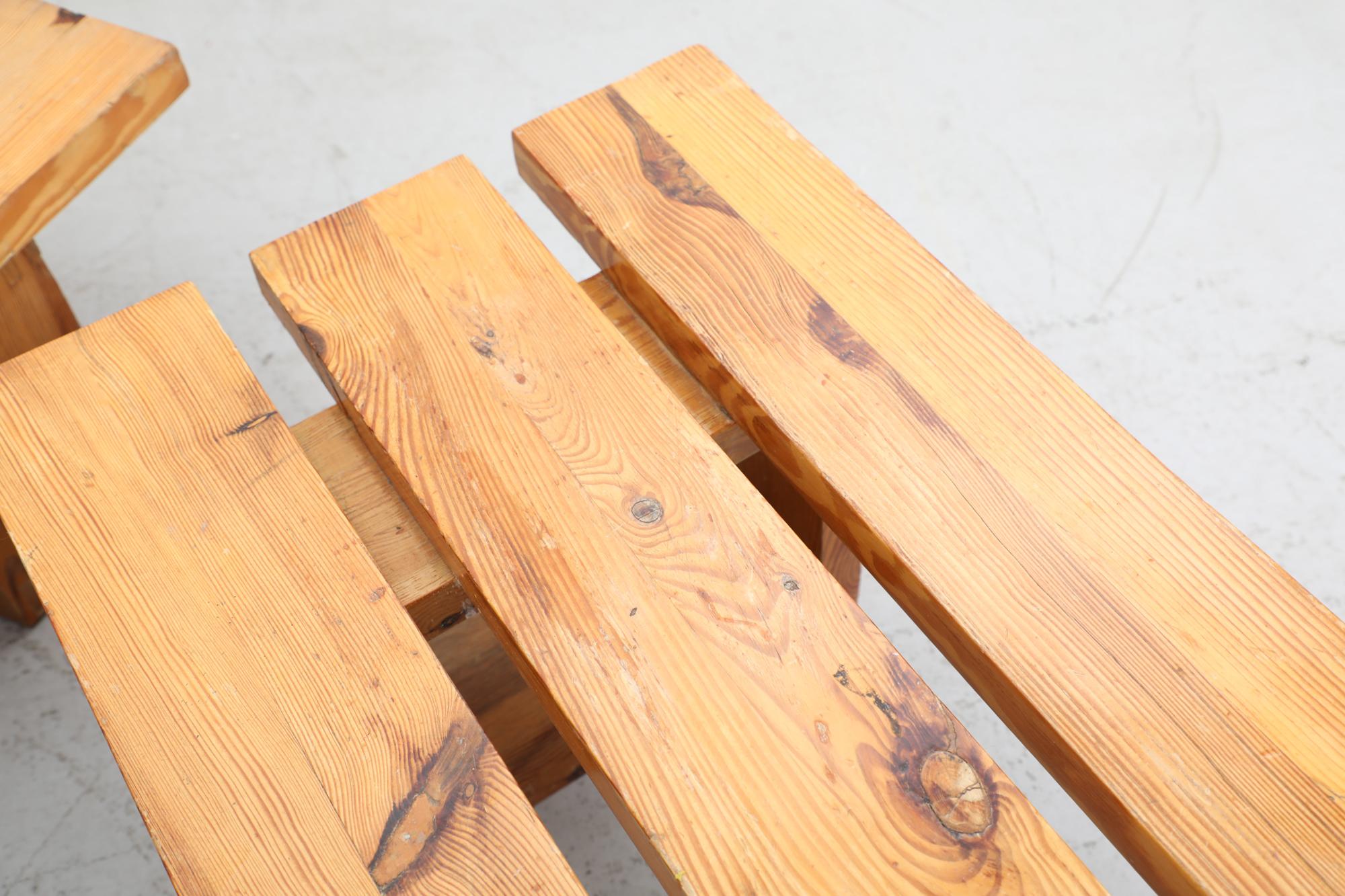 Ate van Apeldoorn Heavy Pine Slat Benches w/ Square Legs & Box Joints For Sale 10