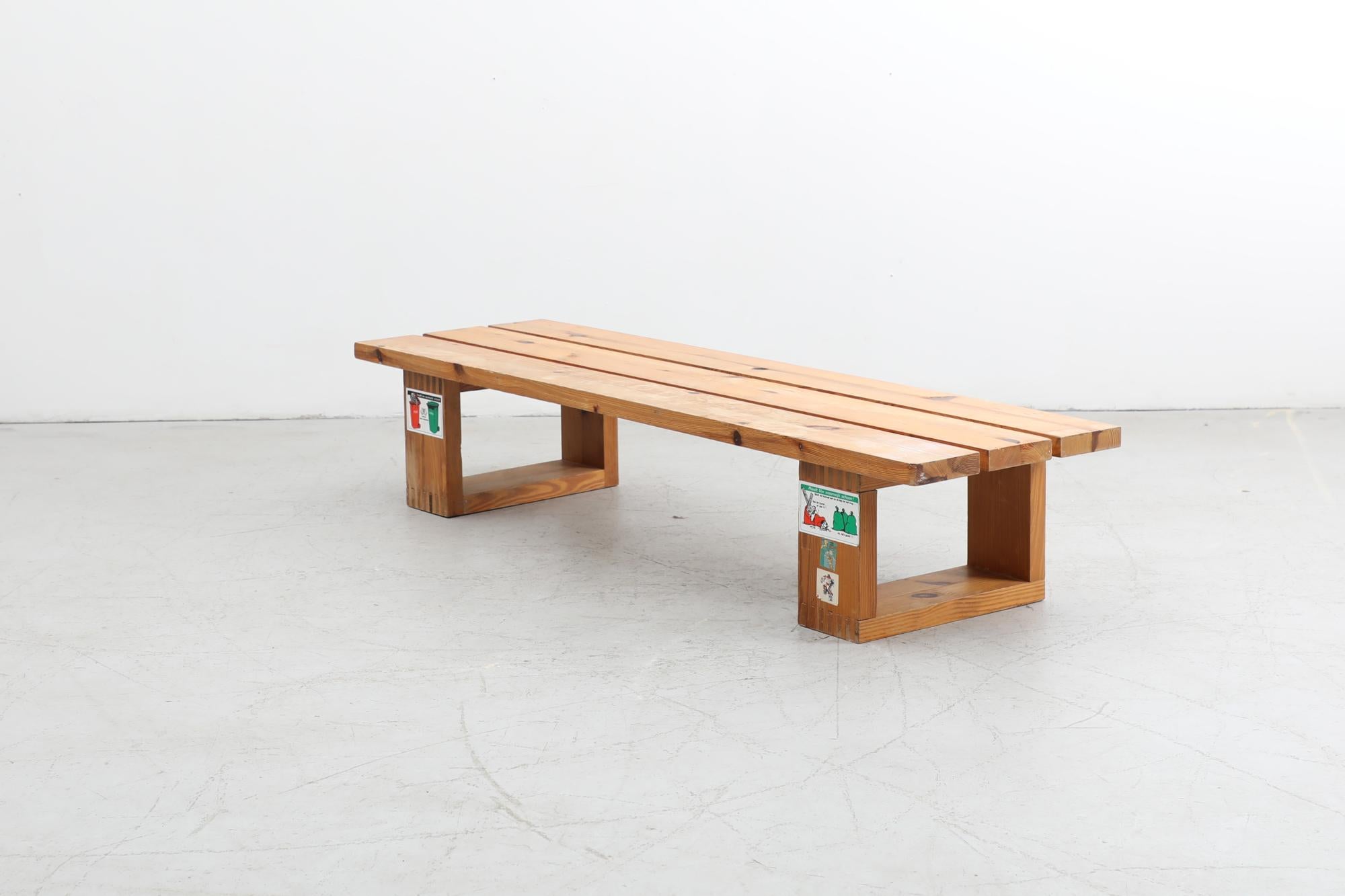 Ate van Apeldoorn Heavy Pine Slat Benches w/ Square Legs & Box Joints For Sale 1