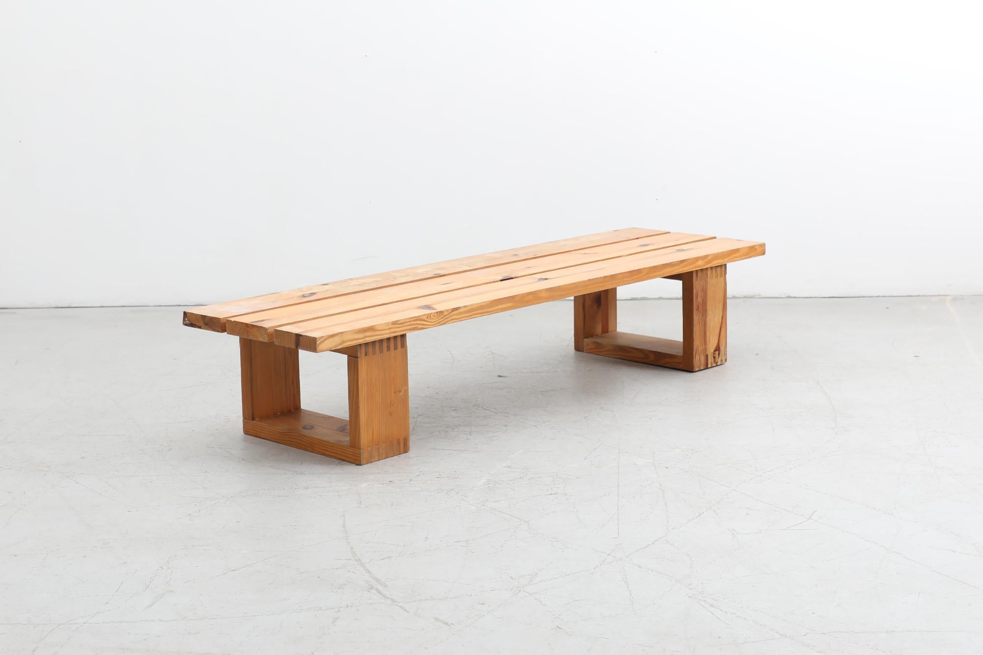 Ate van Apeldoorn Heavy Pine Slat Benches w/ Square Legs & Box Joints For Sale 3