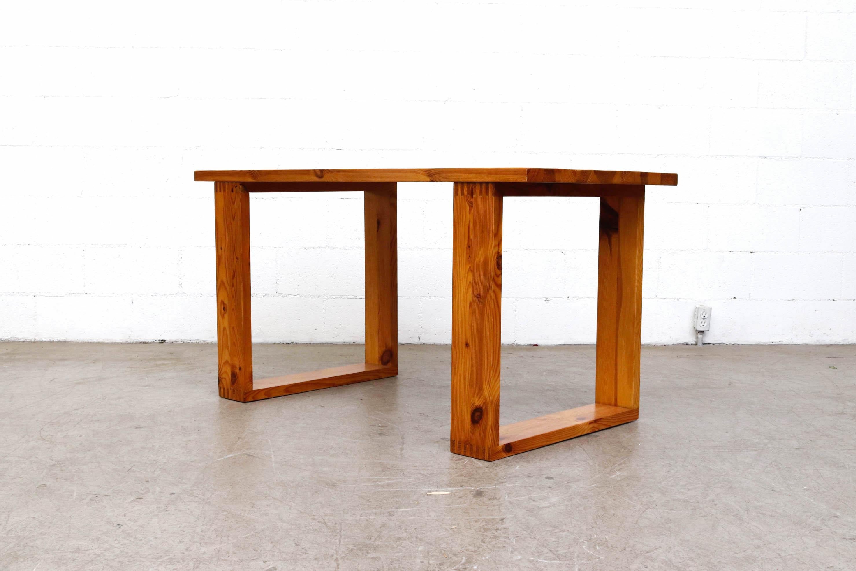 Mid-Century Modern Ate Van Apeldoorn Pine Table with Square Legs