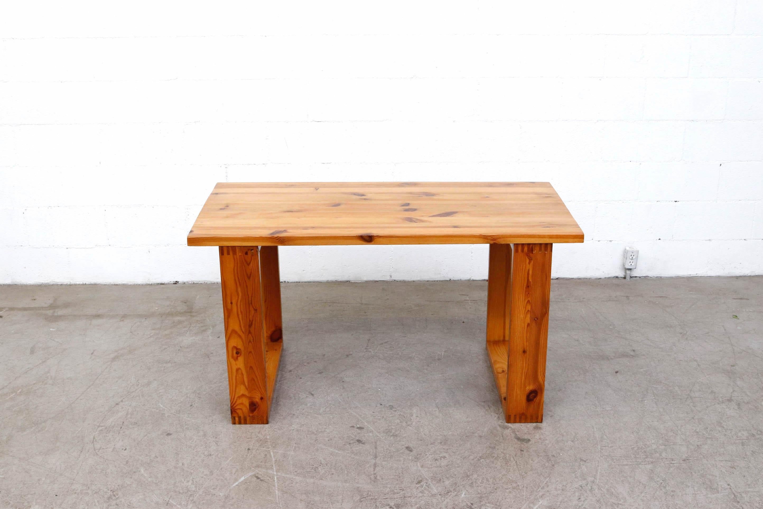 Late 20th Century Ate Van Apeldoorn Pine Table with Square Legs