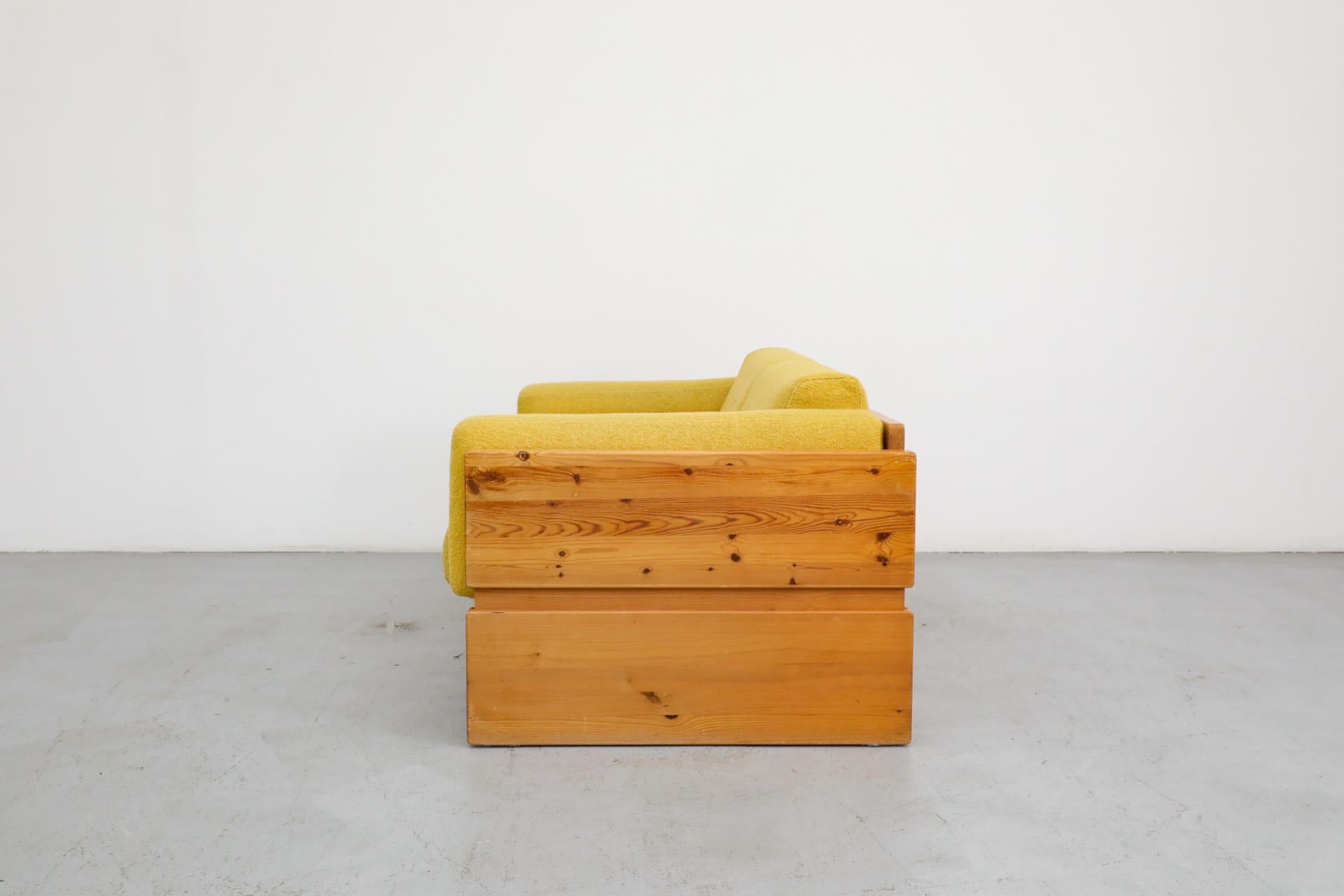 Swedish Ate van Apeldoorn Style Pine Framed Loveseat with Yellow Upholstered Cushions