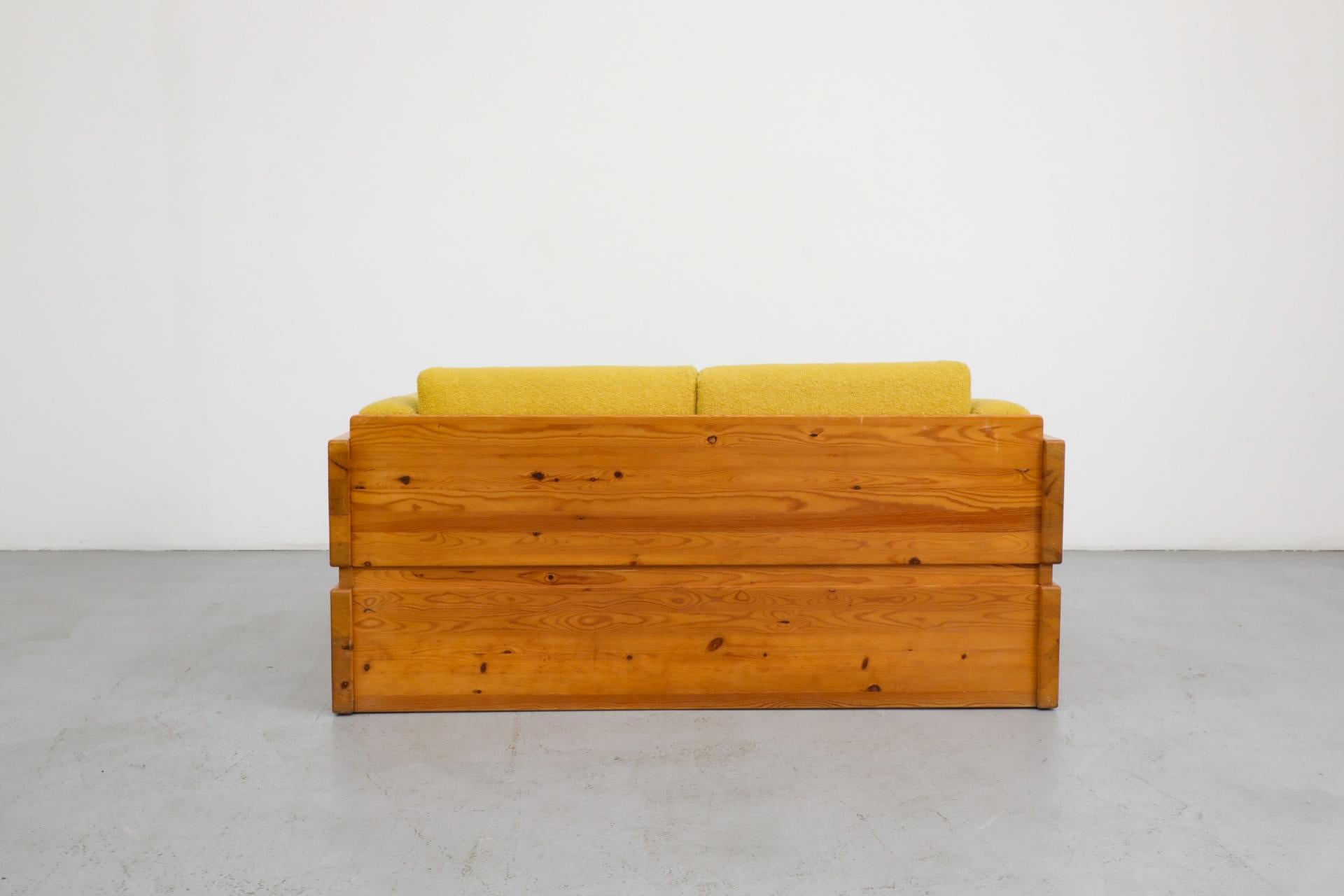 20th Century Ate van Apeldoorn Style Pine Framed Loveseat with Yellow Upholstered Cushions
