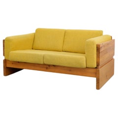 Ate van Apeldoorn Style Pine Framed Loveseat with Yellow Upholstered Cushions