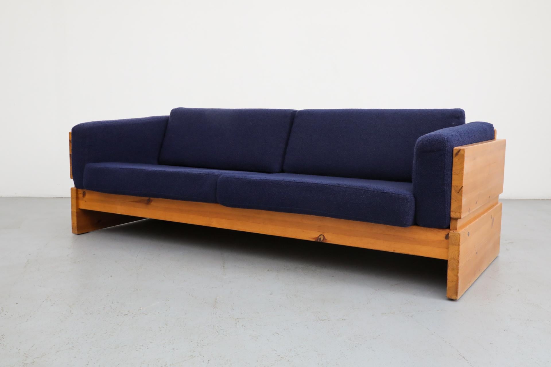 Ate van Apeldoorn Style Pine Framed Sofa With Blue Upholstered Cushions 3