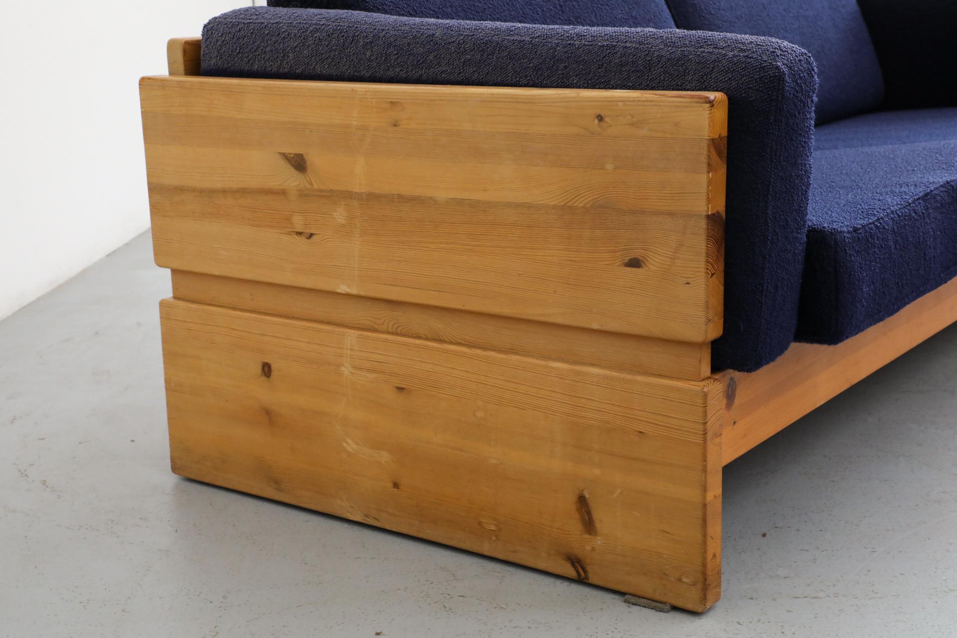 Ate van Apeldoorn Style Pine Framed Sofa With Blue Upholstered Cushions 7