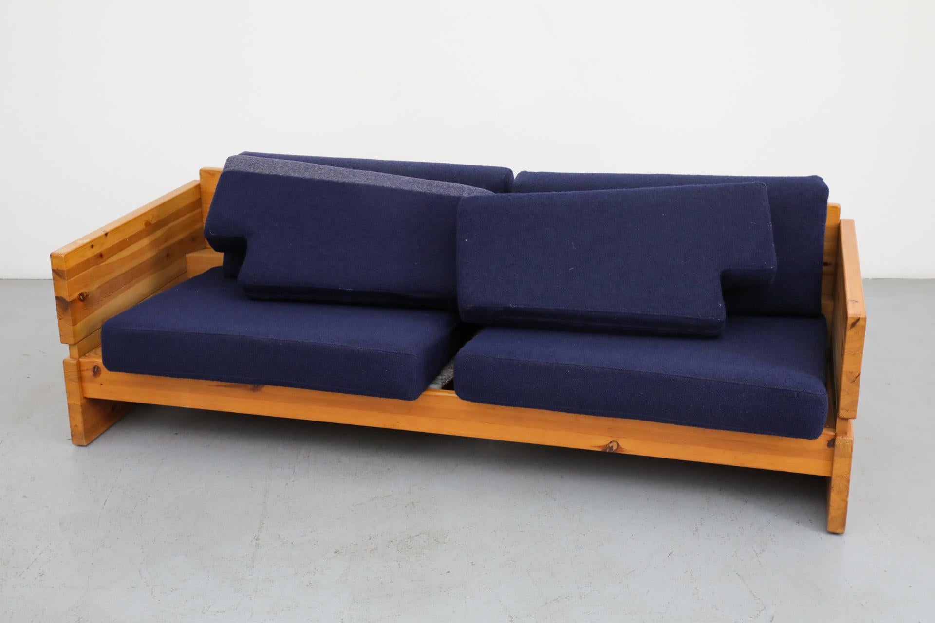 Ate van Apeldoorn Style Pine Framed Sofa With Blue Upholstered Cushions 13