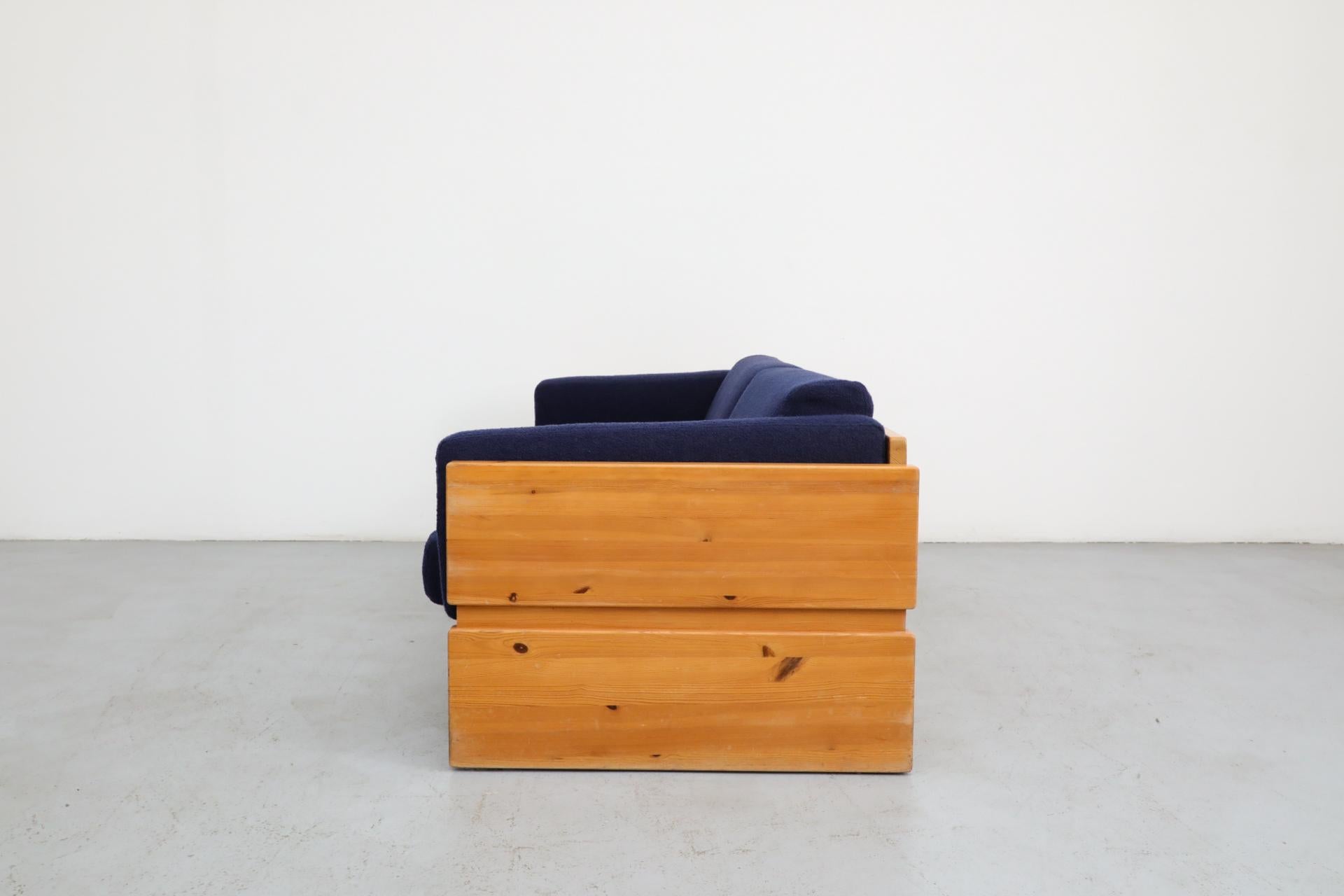 Swedish Ate van Apeldoorn Style Pine Framed Sofa With Blue Upholstered Cushions