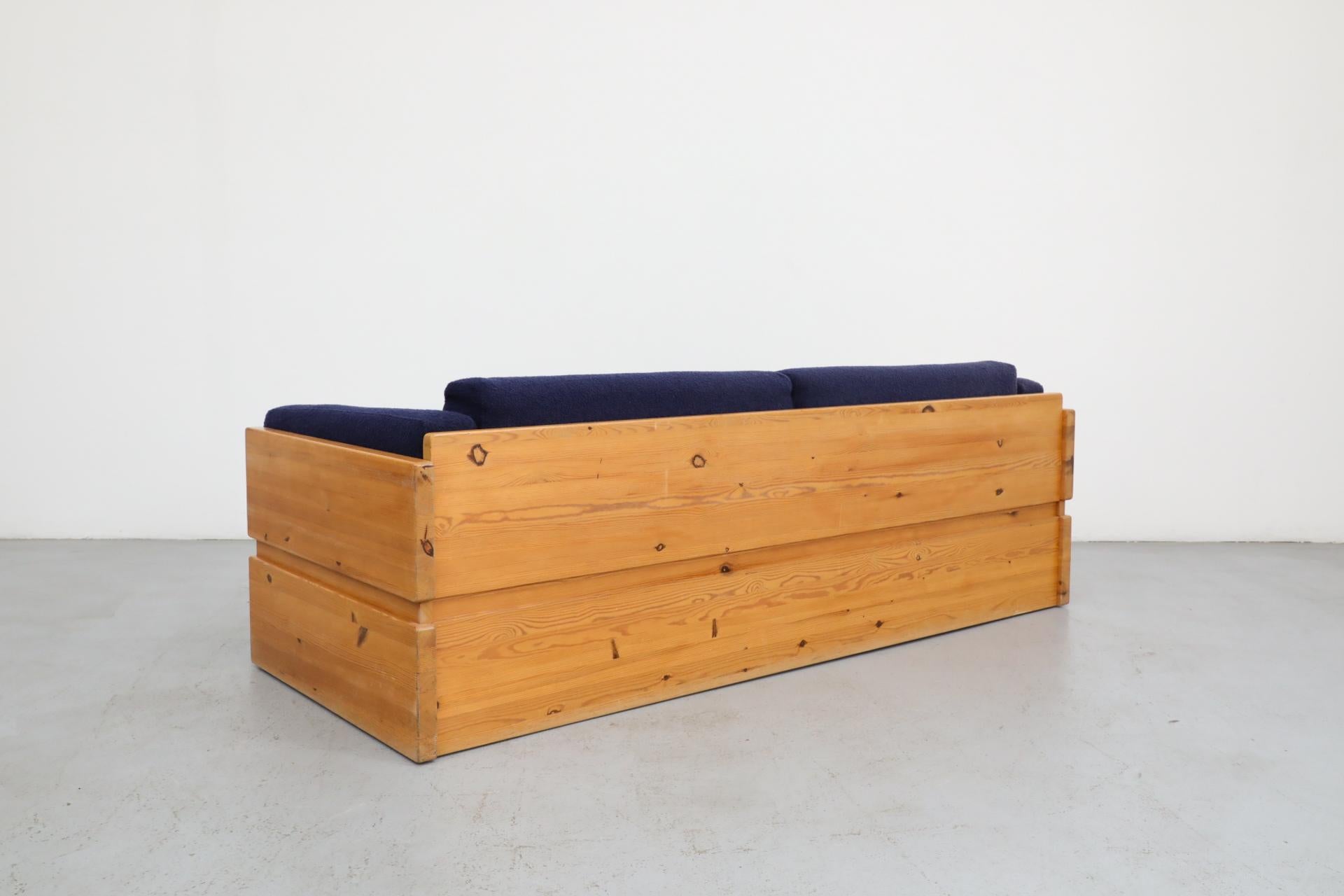 Ate van Apeldoorn Style Pine Framed Sofa With Blue Upholstered Cushions In Good Condition In Los Angeles, CA