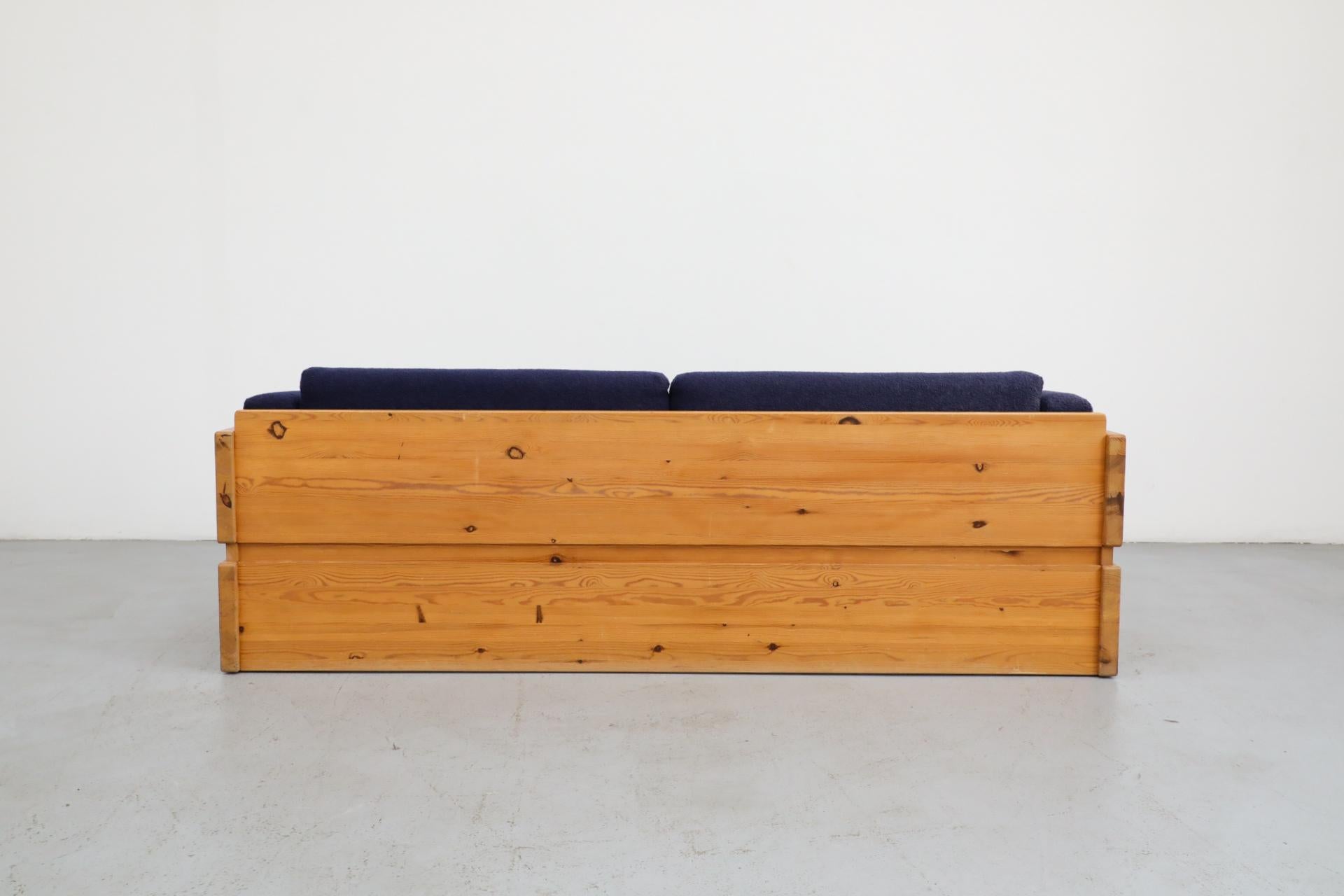 20th Century Ate van Apeldoorn Style Pine Framed Sofa With Blue Upholstered Cushions