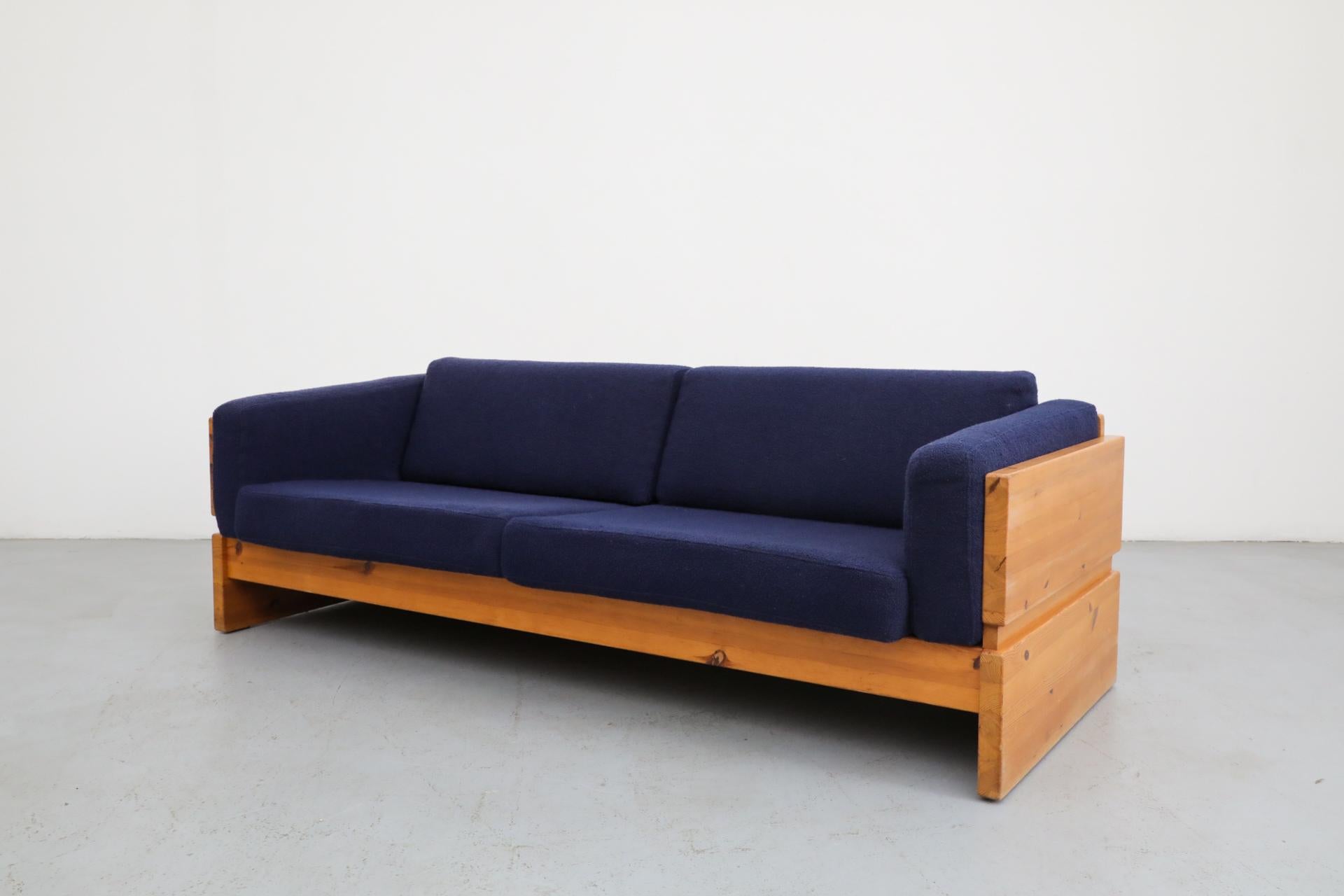 Ate van Apeldoorn Style Pine Framed Sofa With Blue Upholstered Cushions 1