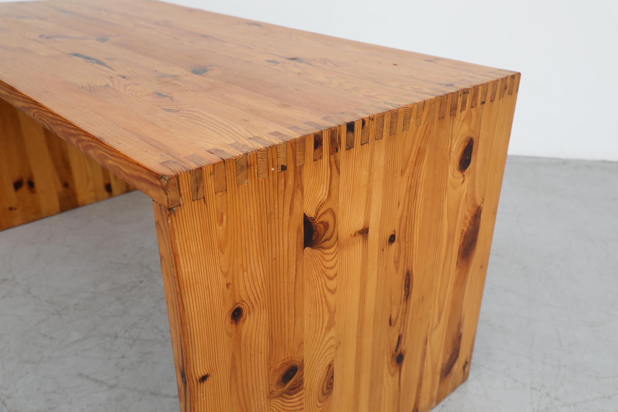 Ate Van Apeldoorn Style Pine Waterfall Table or Desk w/ Handsome Dovetail Joints For Sale 5