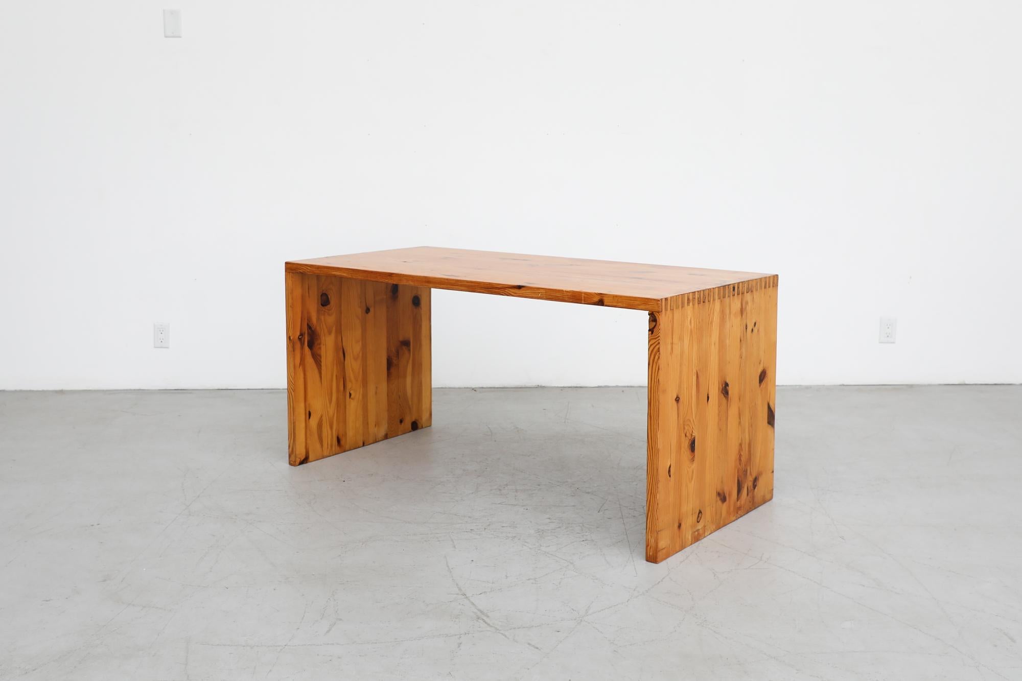 Ate Van Apeldoorn Style Pine Waterfall Table or Desk w/ Handsome Dovetail Joints For Sale 12